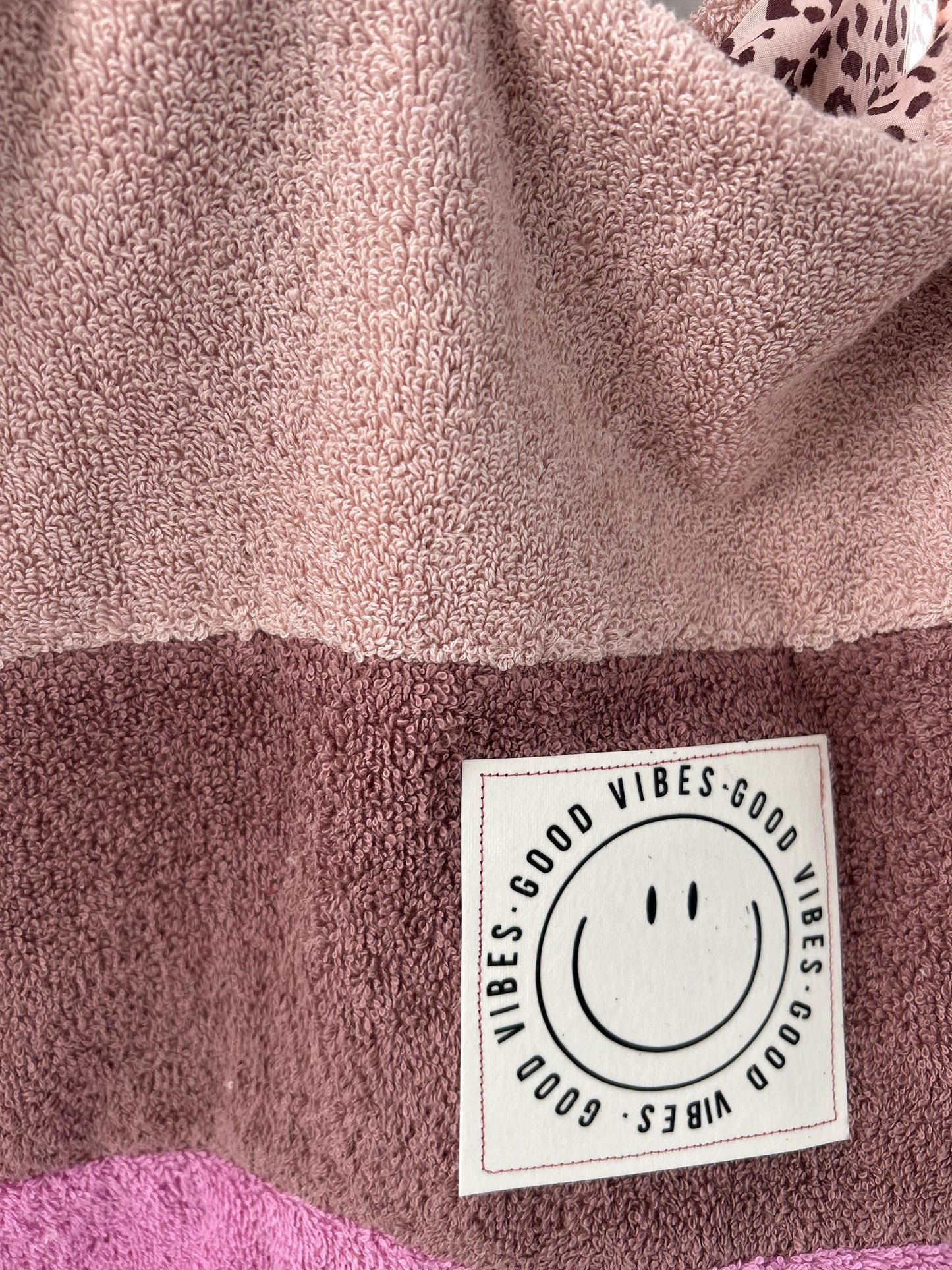 große Frottee Tasche, Beutel Frottee, große Badetasche, Kinderwagentasche ,Leo-Tasche, Geschenk personalisiert, Frottee rosa, Smiley