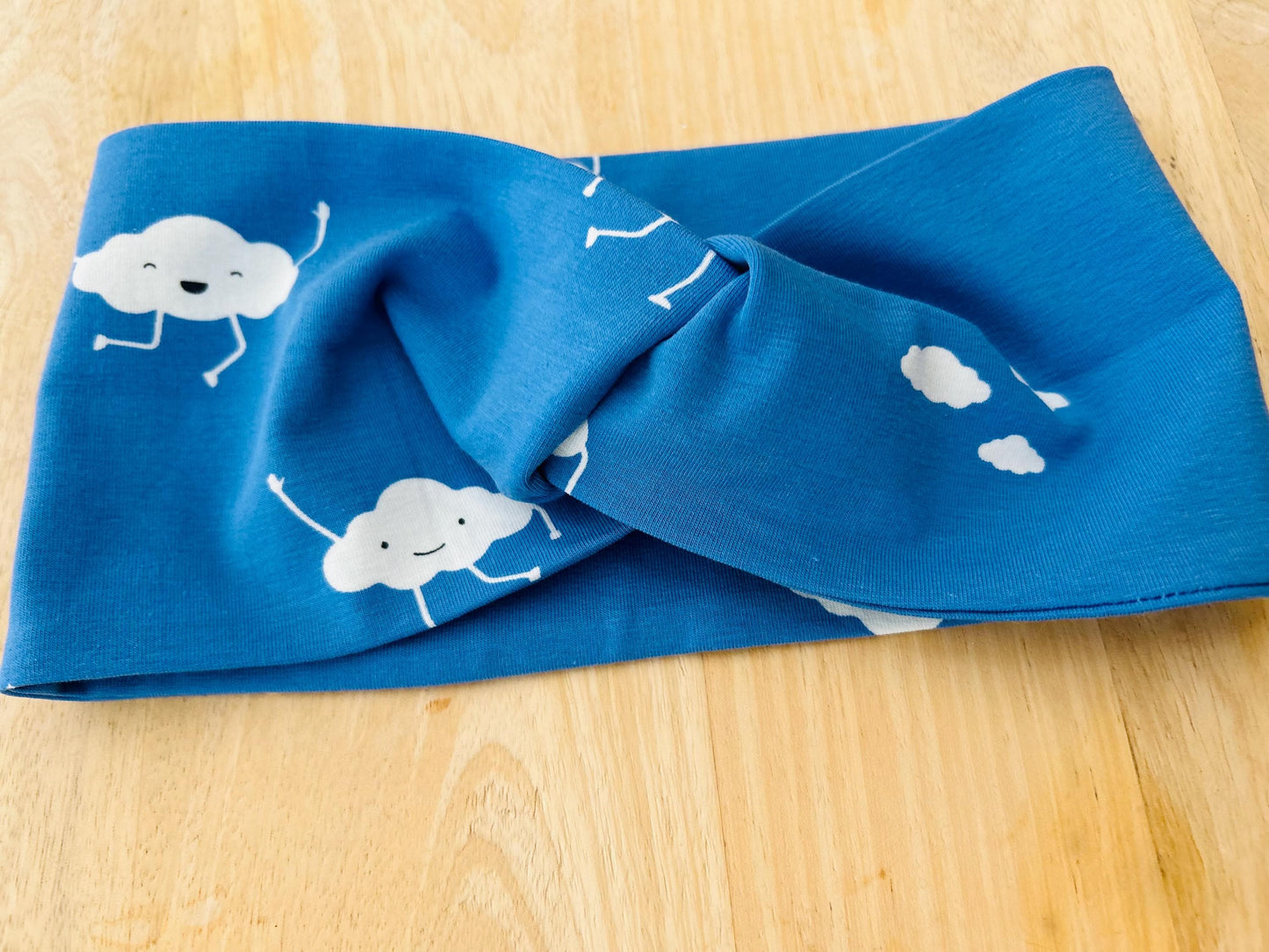 Kinder Stirnband, Haarband, Jersey, Stirnband Frühling, Haarband Knoten, Mädchen Stirnband, Jersey Stirnband blau Jersey Wolken, Bandeau