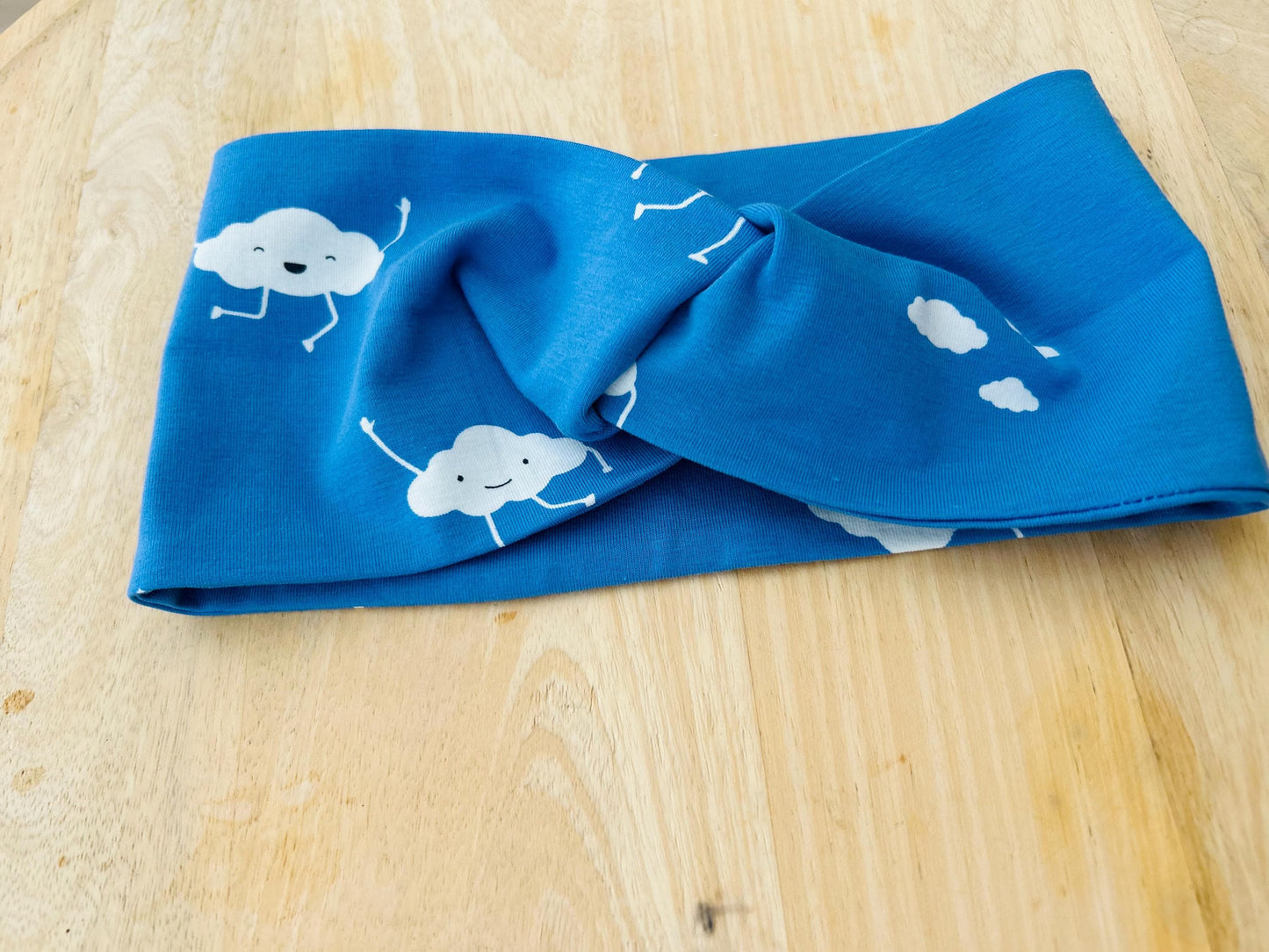 Kinder Stirnband, Haarband, Jersey, Stirnband Frühling, Haarband Knoten, Mädchen Stirnband, Jersey Stirnband blau Jersey Wolken, Bandeau