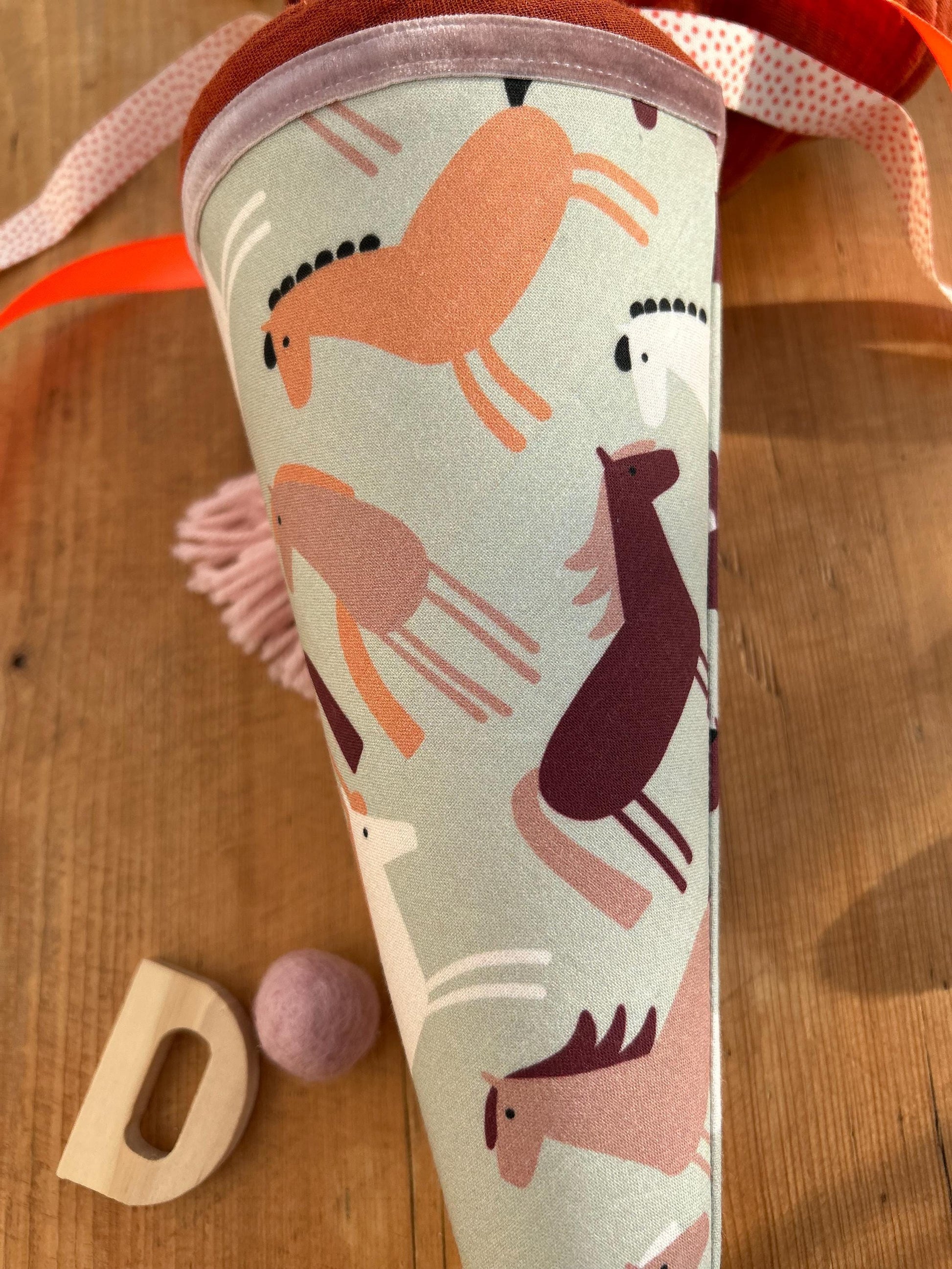 Geschwisterschultüte Pferd, Pony, Zuckertüte Trosttüte Schultüte Stoff Schulanfang Einschulung, Kita Start, Schultüte personalisiert