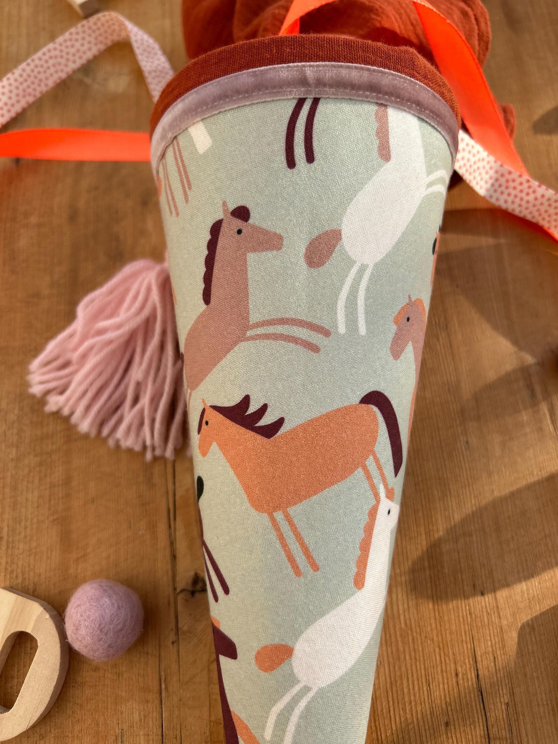 Geschwisterschultüte Pferd, Pony, Zuckertüte Trosttüte Schultüte Stoff Schulanfang Einschulung, Kita Start, Schultüte personalisiert