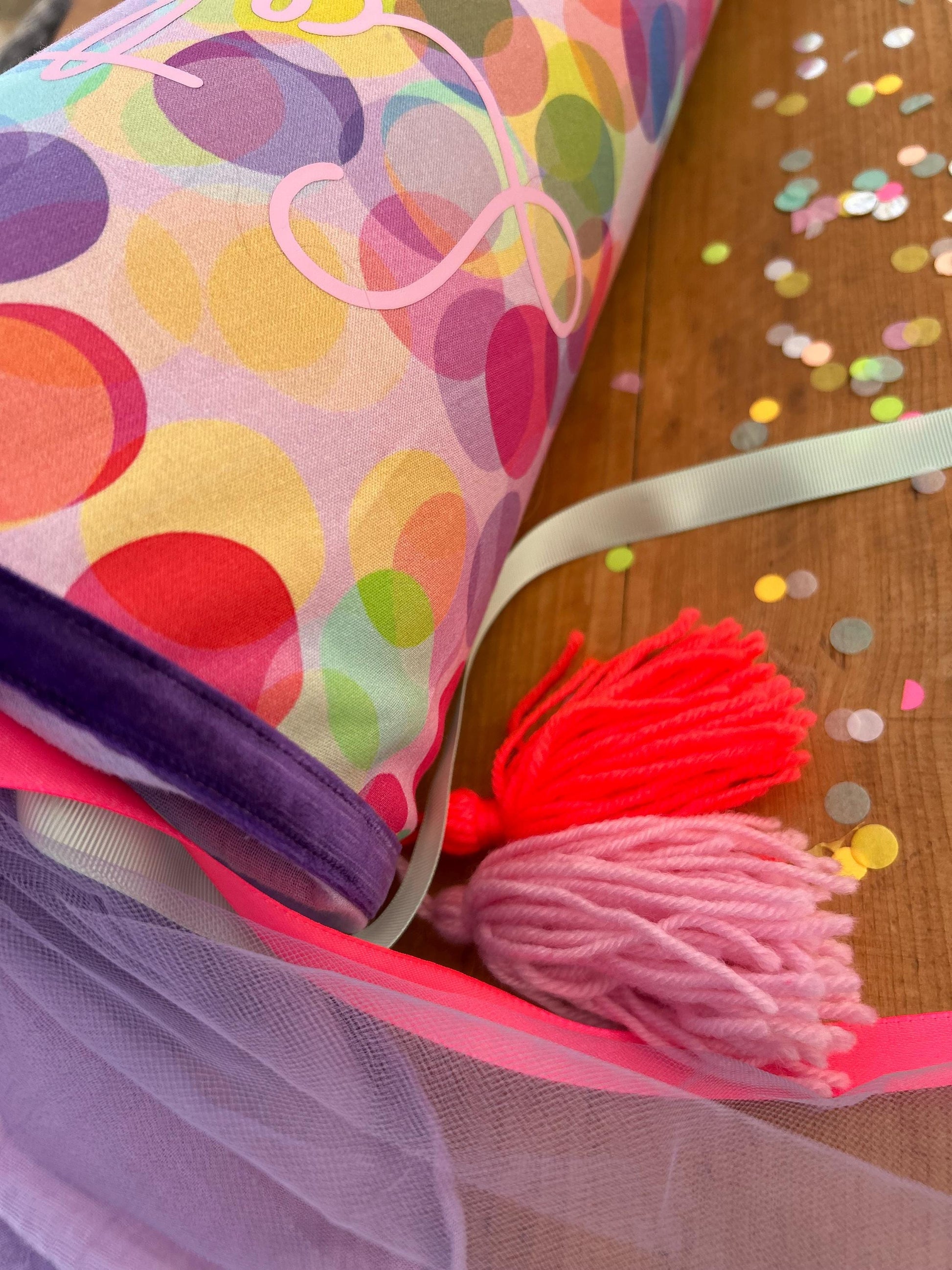 Schultüte Musselin Schultüte Mädchen Schultüte Punkte, Schultüte neon, Schultüte Ergobag, Schultüte Dots, Konfetti, Schultüte personalisiert