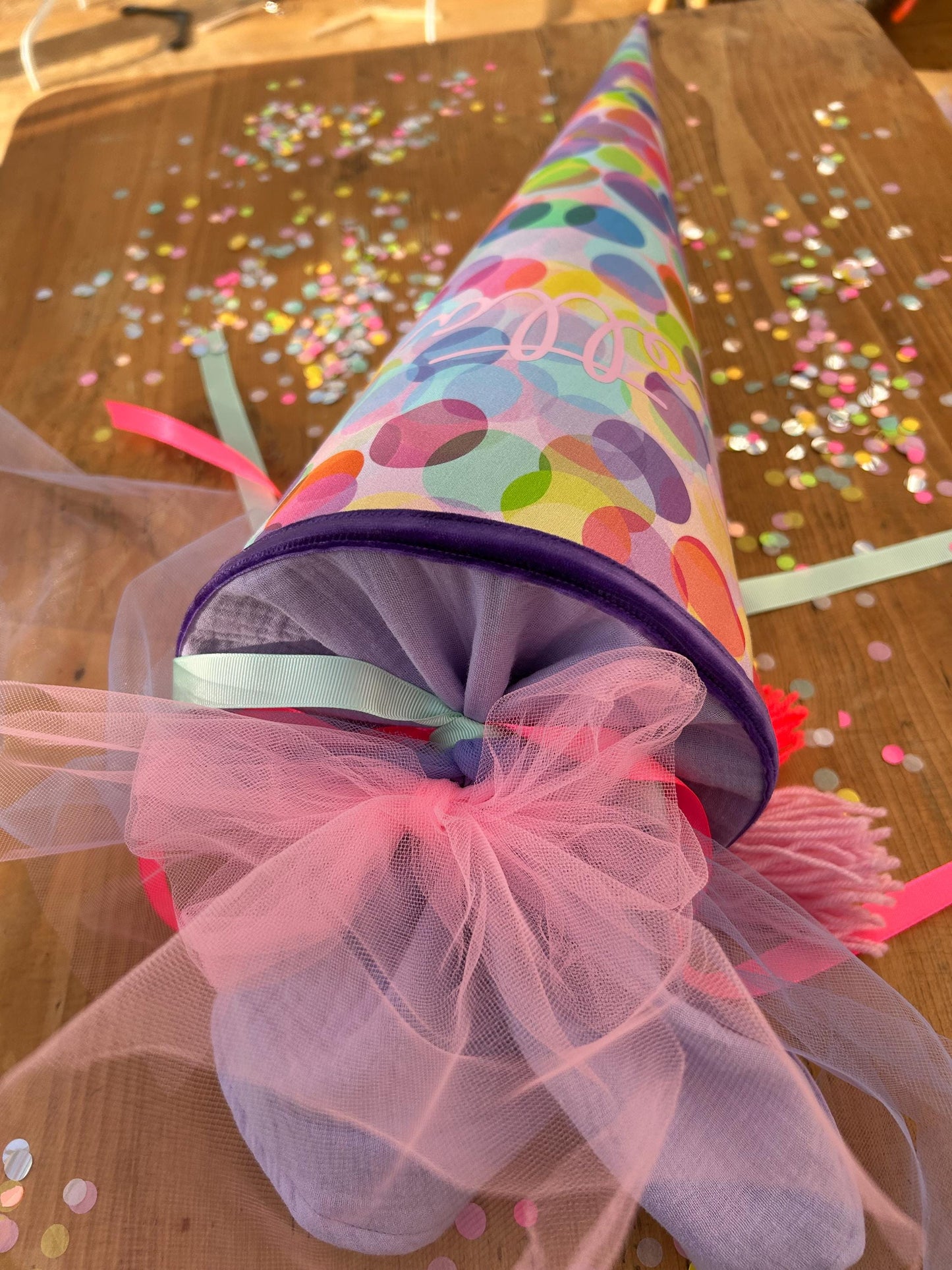 Schultüte Musselin Schultüte Mädchen Schultüte Punkte, Schultüte neon, Schultüte Ergobag, Schultüte Dots, Konfetti, Schultüte personalisiert