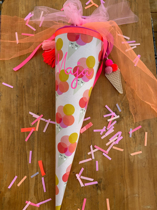 Eis Schultüte Musselin Schultüte Mädchen Schultüte neon, Schultüte Ergobag, Schultüte Eis, Konfetti, Schultüte personalisiert