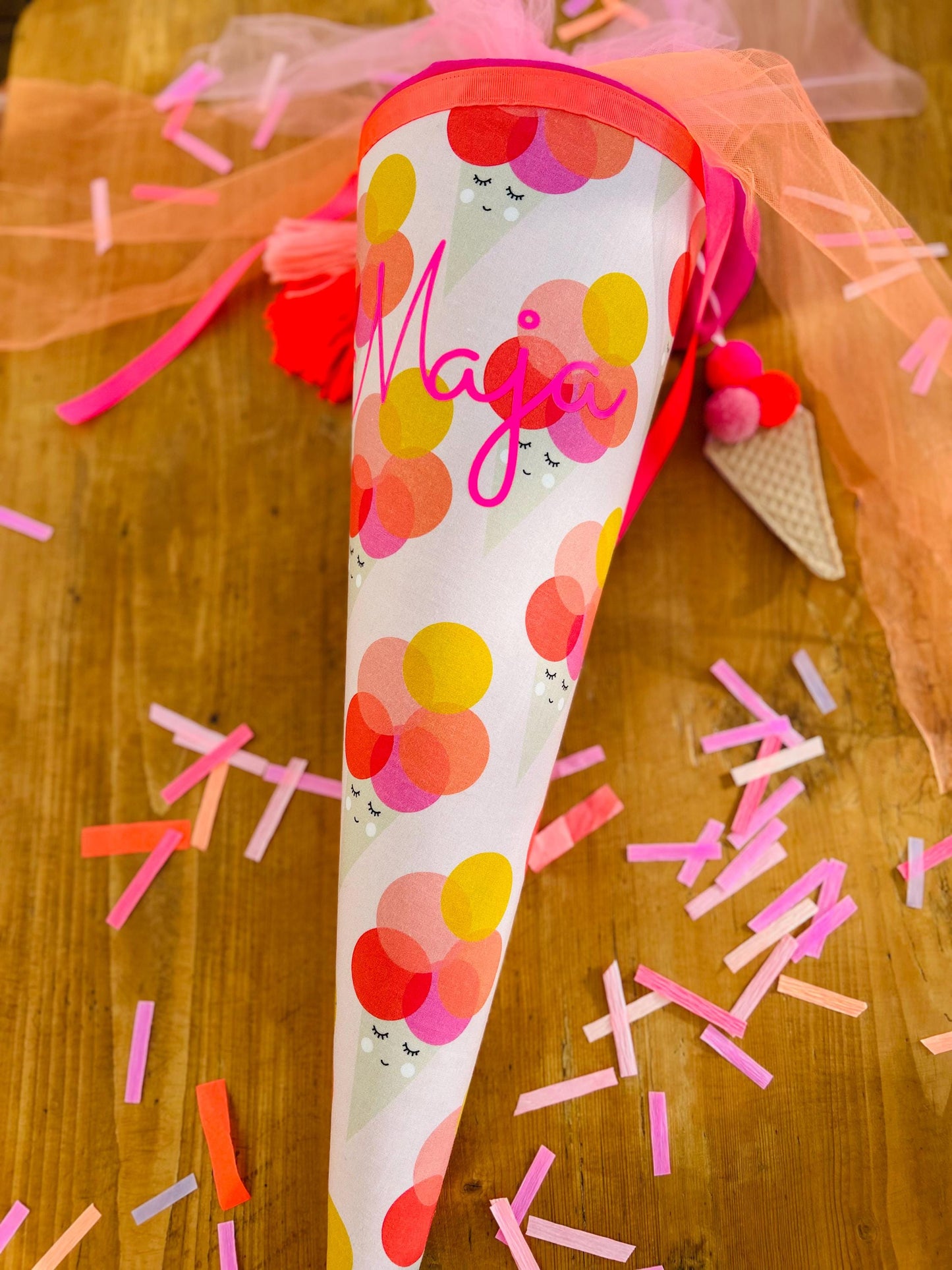 Eis Schultüte Musselin Schultüte Mädchen Schultüte neon, Schultüte Ergobag, Schultüte Eis, Konfetti, Schultüte personalisiert