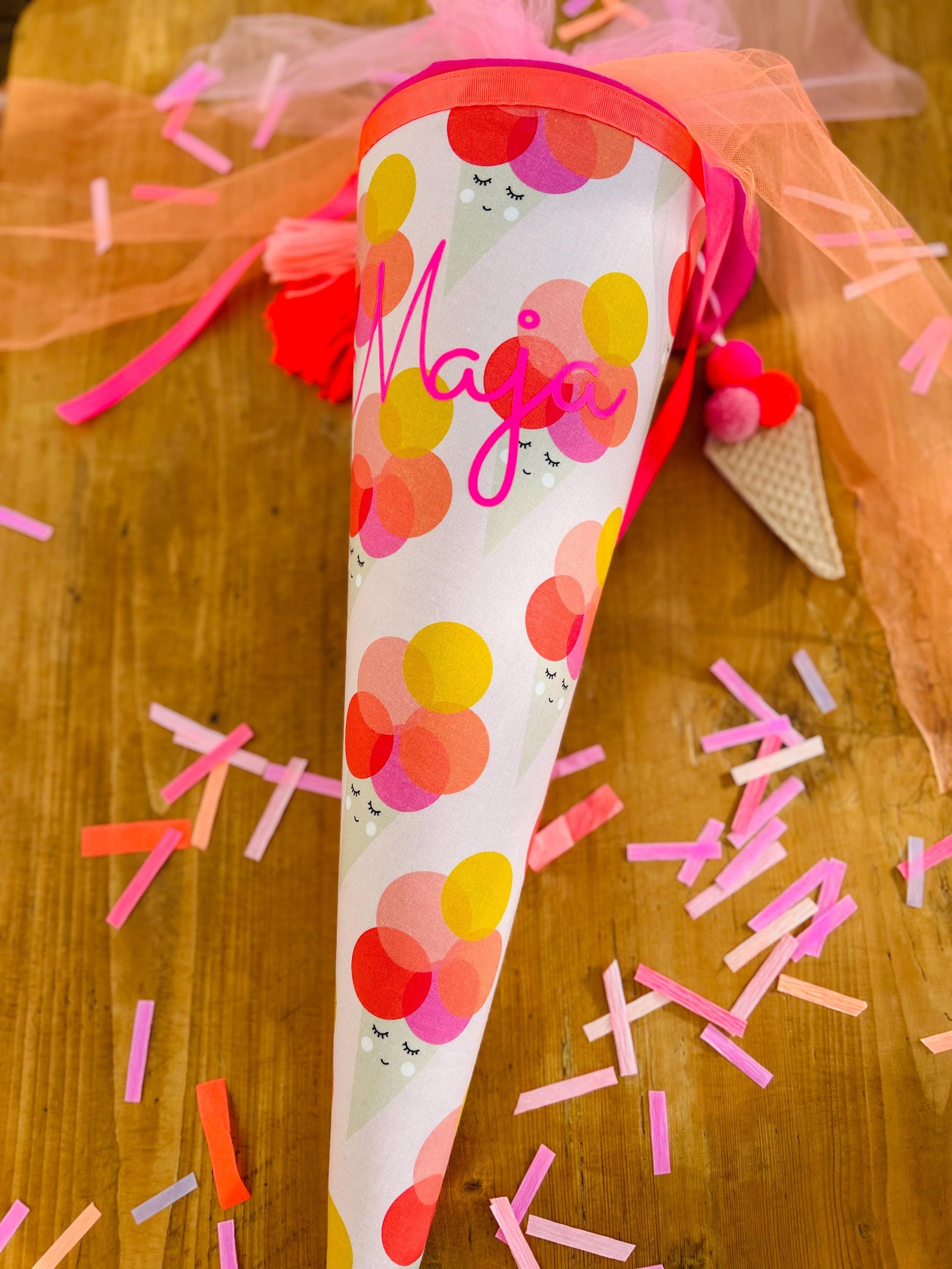 Eis Schultüte Musselin Schultüte Mädchen Schultüte neon, Schultüte Ergobag, Schultüte Eis, Konfetti, Schultüte personalisiert