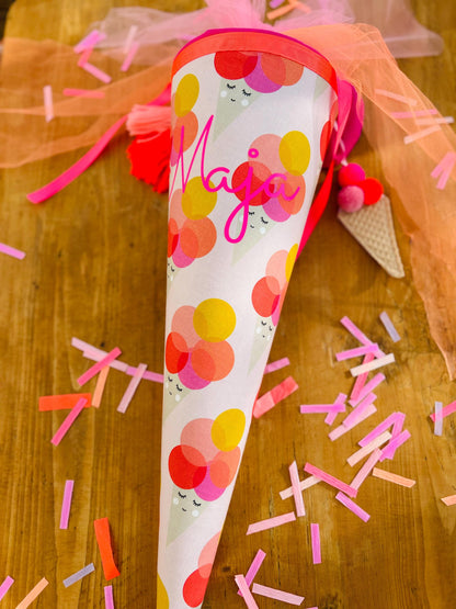 Eis Schultüte Musselin Schultüte Mädchen Schultüte neon, Schultüte Ergobag, Schultüte Eis, Konfetti, Schultüte personalisiert