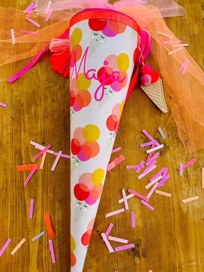 Eis Schultüte Musselin Schultüte Mädchen Schultüte neon, Schultüte Ergobag, Schultüte Eis, Konfetti, Schultüte personalisiert