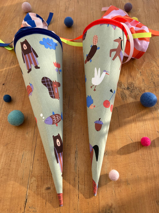 Geschwisterschultüte Pferd, Bär, Zuckertüte Trosttüte Schultüte Stoff Schulanfang Einschulung, Kita Start, Schultüte personalisiert