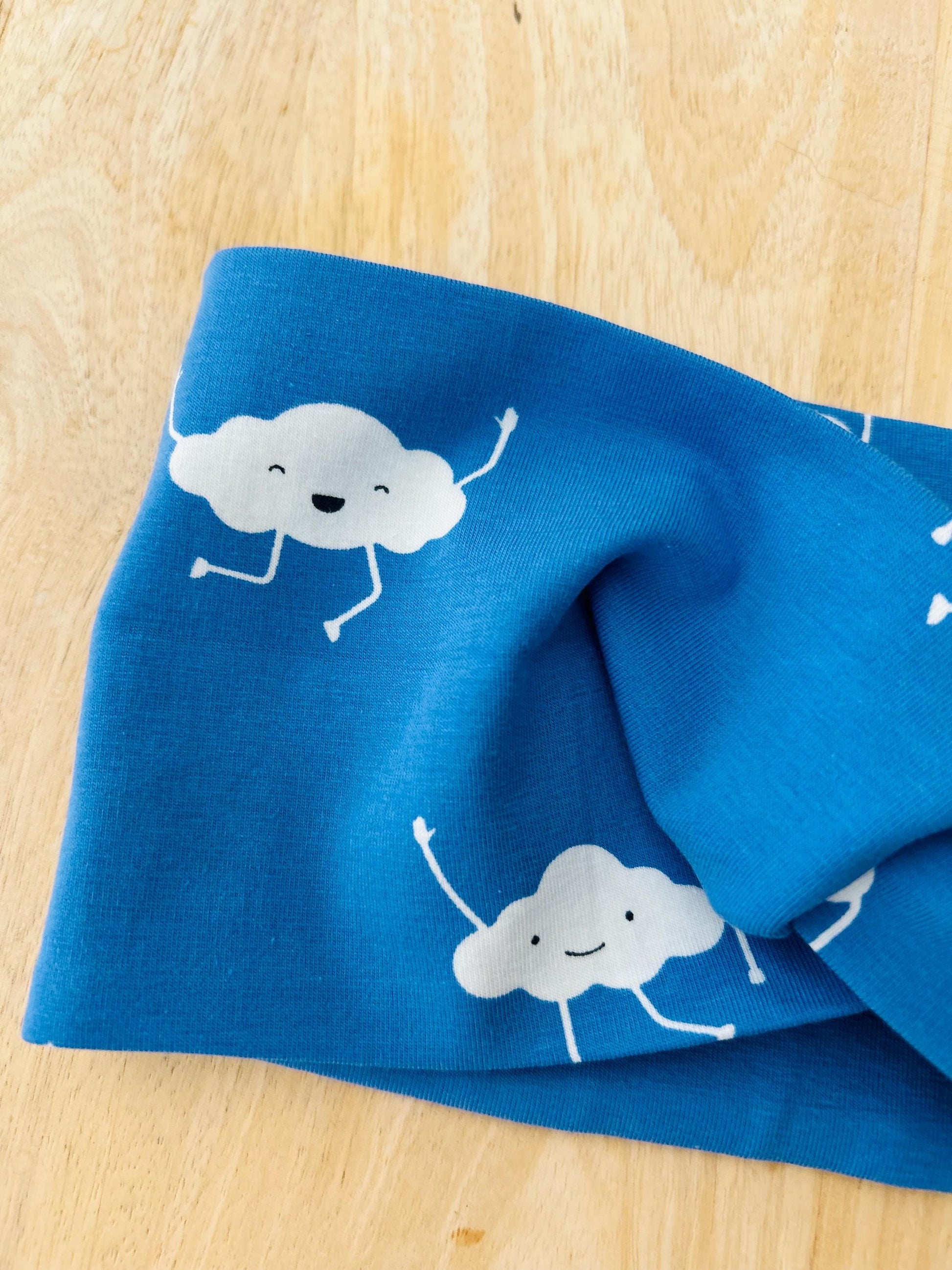 Kinder Stirnband, Haarband, Jersey, Stirnband Frühling, Haarband Knoten, Mädchen Stirnband, Jersey Stirnband blau Jersey Wolken, Bandeau