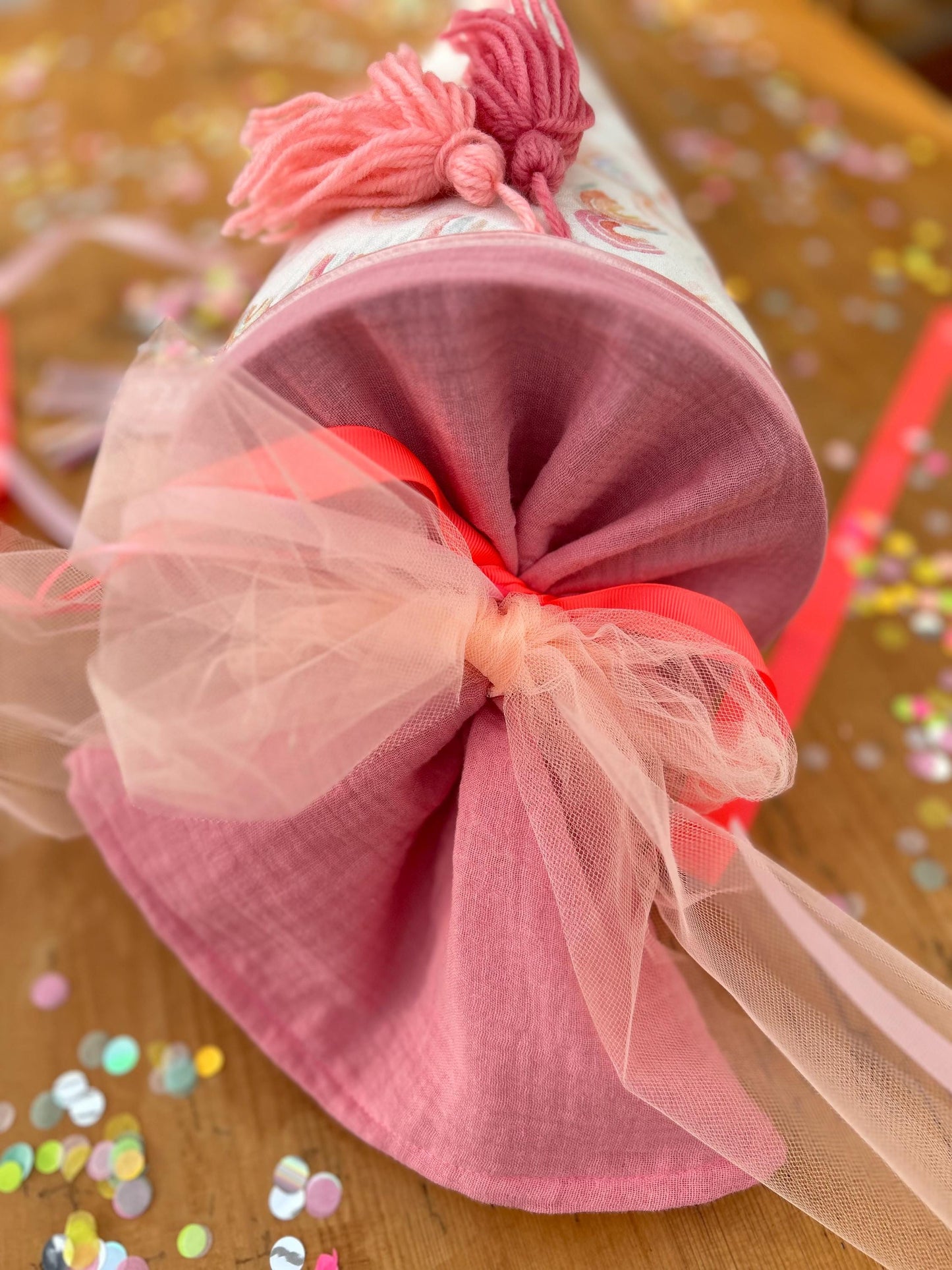 Regenbogen Schultüte Musselin Schultüte Mädchen Schultüte neon, Schultüte Ergobag, Schultüte Einhorn, Konfetti, Schultüte personalisiert