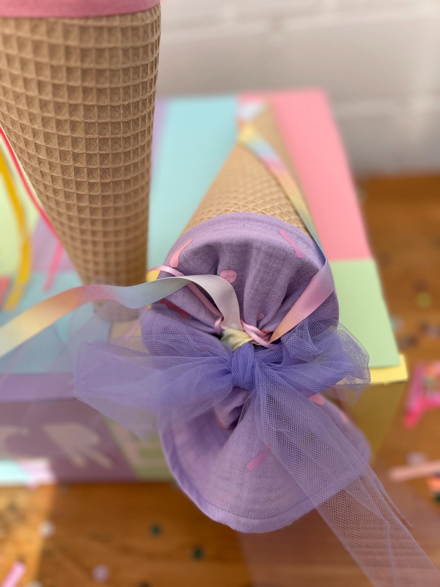 Schultüte Eis Schultüte Stoff Schultüte Mädchen Schultüte Eistüte, Eiswaffel Softeis, Waffeleis, Geschwistertüte, Schultüte personalisiert