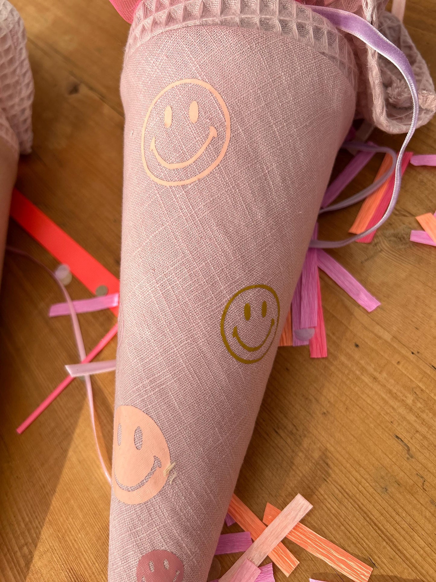 Geschwisterschultüte Zuckertüte Trosttüte Schultüte Stoff Schulanfang Einschulung Geschwisterschultüte Smiley Schultüte neon, Schulkind 2026