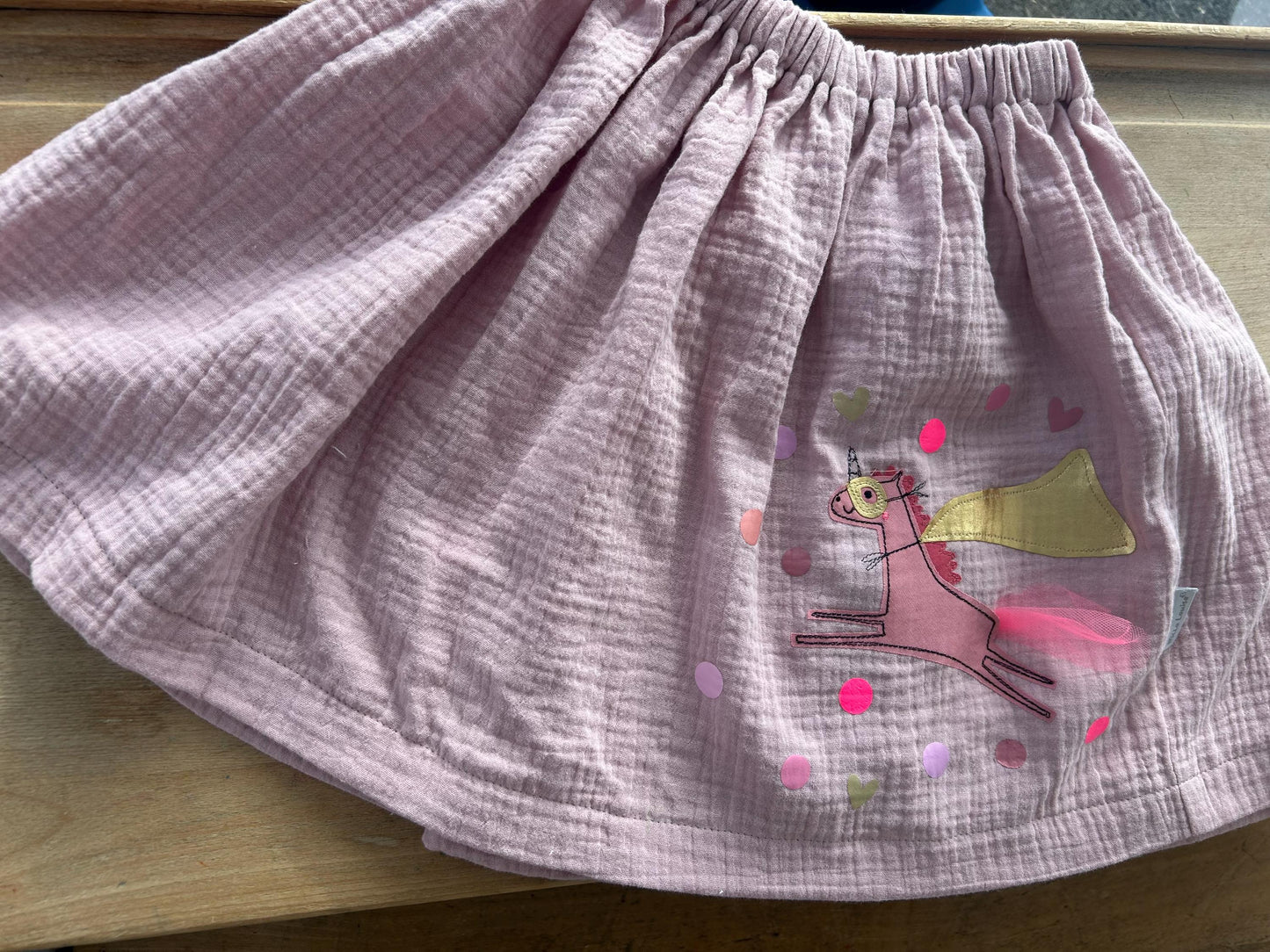 Mädchenrock Musselin, Rock Musselin, Musselinrock,Musselin, Rock Einhorn,Einhornrock, Konfetti,Glitzerrock,Musselin rosa, altrosa