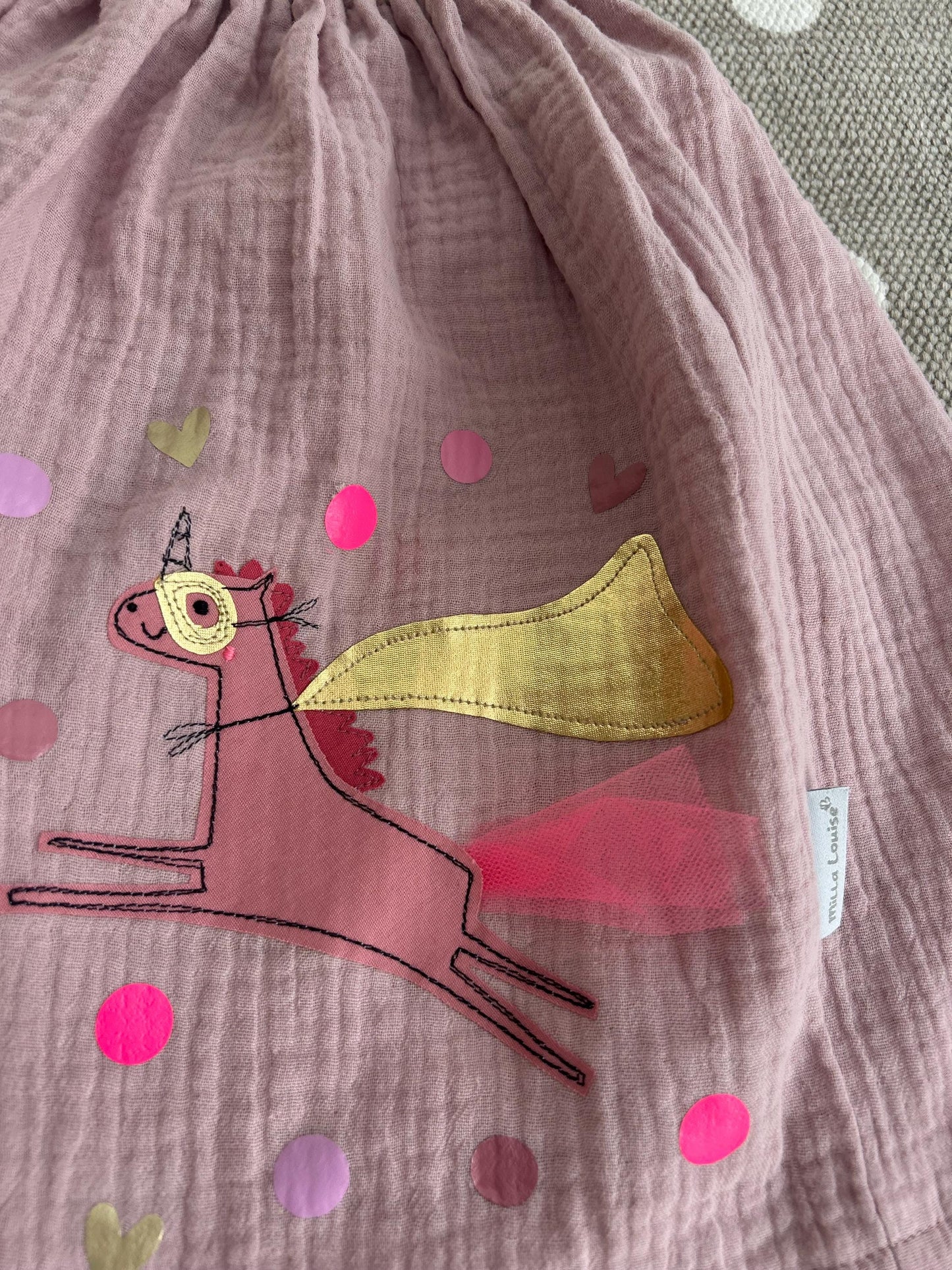 Mädchenrock Musselin, Rock Musselin, Musselinrock,Musselin, Rock Einhorn,Einhornrock, Konfetti,Glitzerrock,Musselin rosa, altrosa