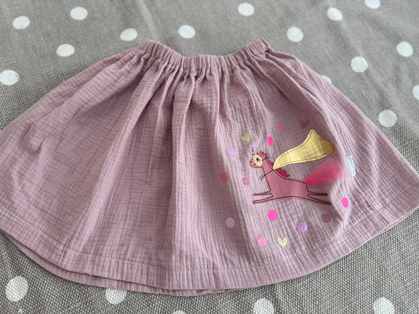 Mädchenrock Musselin, Rock Musselin, Musselinrock,Musselin, Rock Einhorn,Einhornrock, Konfetti,Glitzerrock,Musselin rosa, altrosa