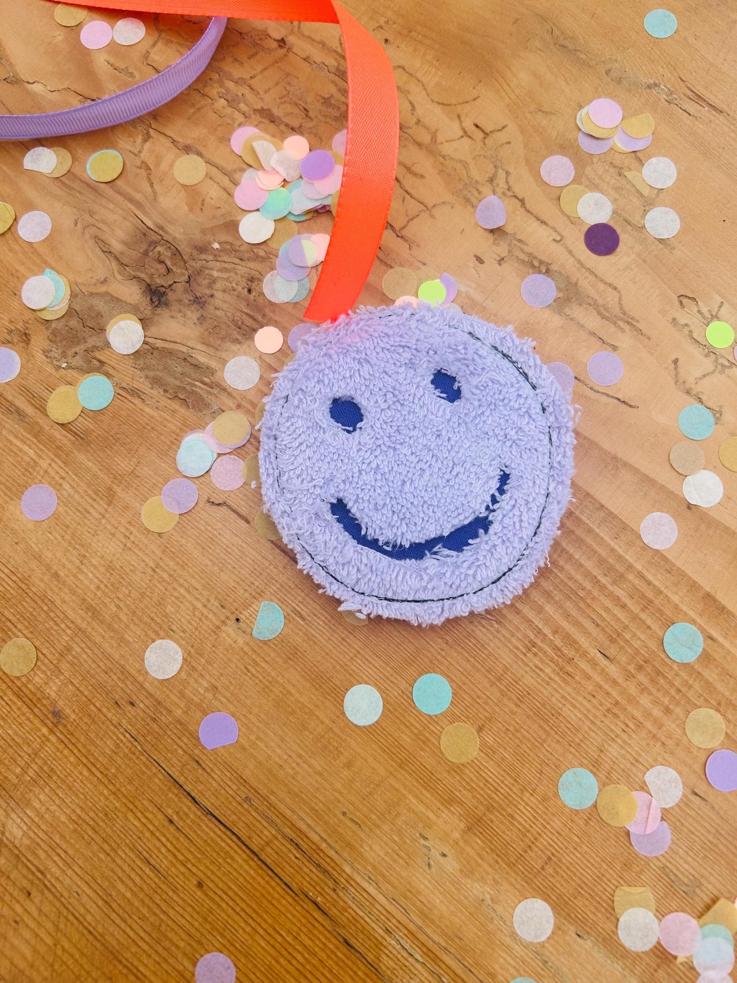 Schultüte Smiley, Frottee Smiley, Schultüte gestreift, Schultüte beige, Schultüte personalisiert, Schultüte beige Schultüte mit Smiley,lila