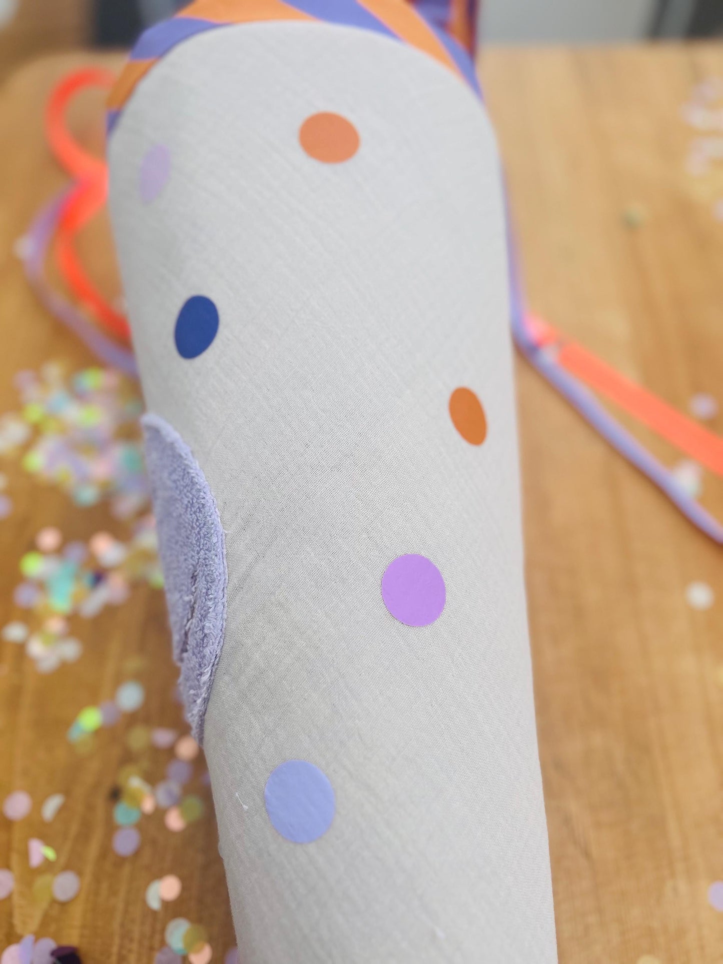 Schultüte Smiley, Frottee Smiley, Schultüte gestreift, Schultüte beige, Schultüte personalisiert, Schultüte beige Schultüte mit Smiley,lila