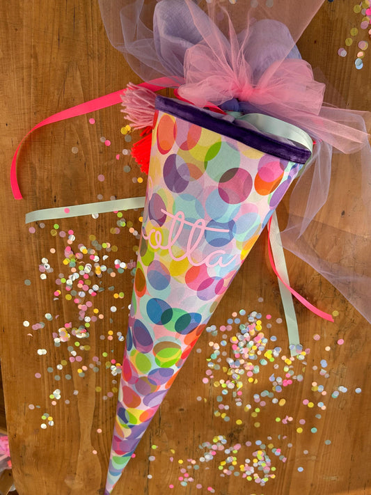 Schultüte Musselin Schultüte Mädchen Schultüte Punkte, Schultüte neon, Schultüte Ergobag, Schultüte Dots, Konfetti, Schultüte personalisiert