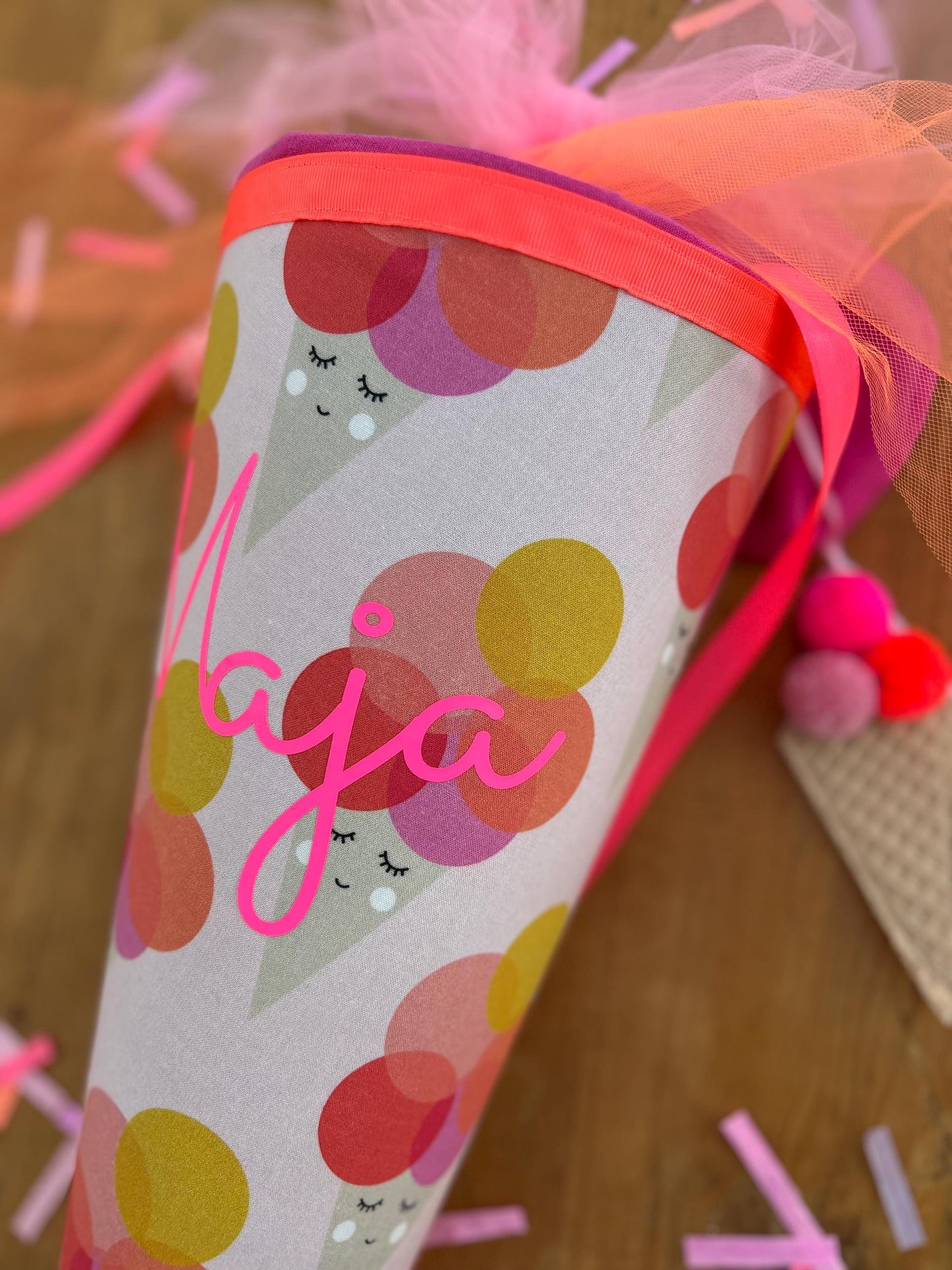 Eis Schultüte Musselin Schultüte Mädchen Schultüte neon, Schultüte Ergobag, Schultüte Eis, Konfetti, Schultüte personalisiert
