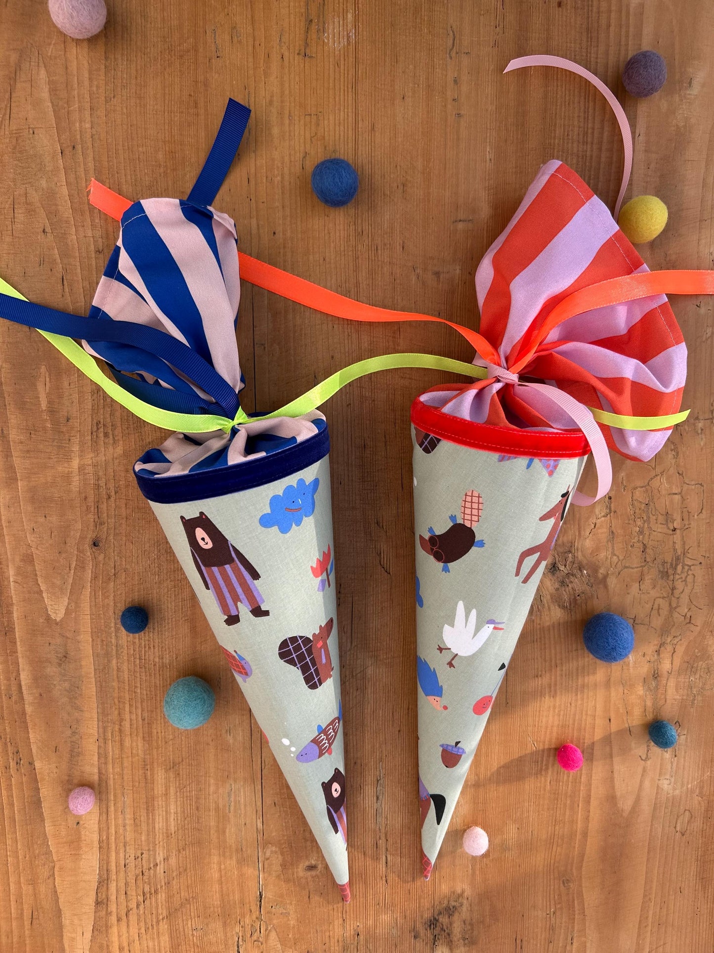 Geschwisterschultüte Pferd, Bär, Zuckertüte Trosttüte Schultüte Stoff Schulanfang Einschulung, Kita Start, Schultüte personalisiert