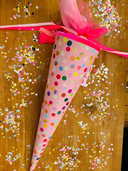 Schultüte Musselin Schultüte Mädchen Schultüte Punkte, Schultüte neon, Schultüte Ergobag, Schultüte Dots, Konfetti, Schultüte personalisiert