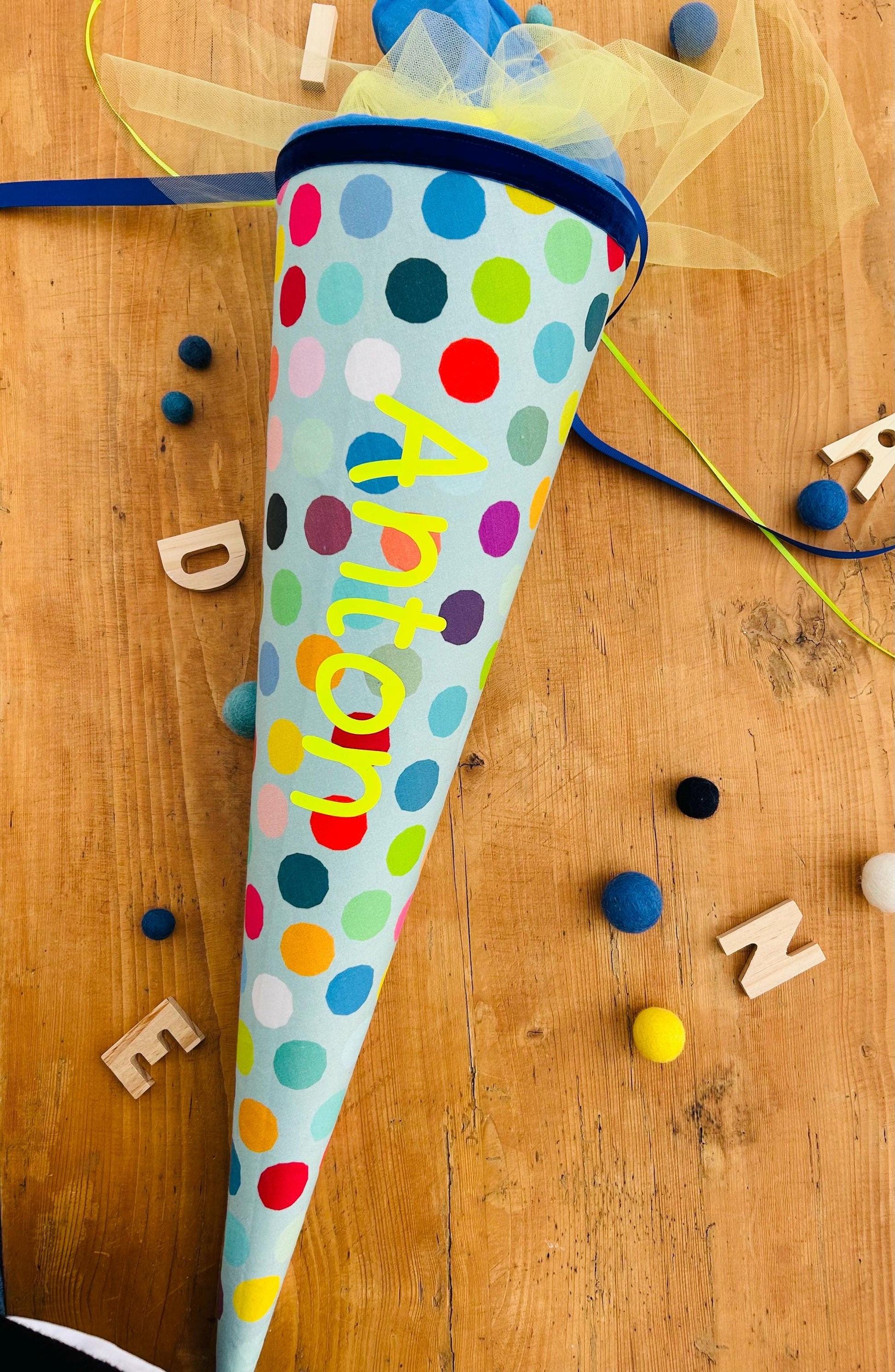 Schultüte Musselin Schultüte Mädchen Schultüte Punkte, Schultüte neon, Schultüte Ergobag, Schultüte Dots, Konfetti, Schultüte personalisiert