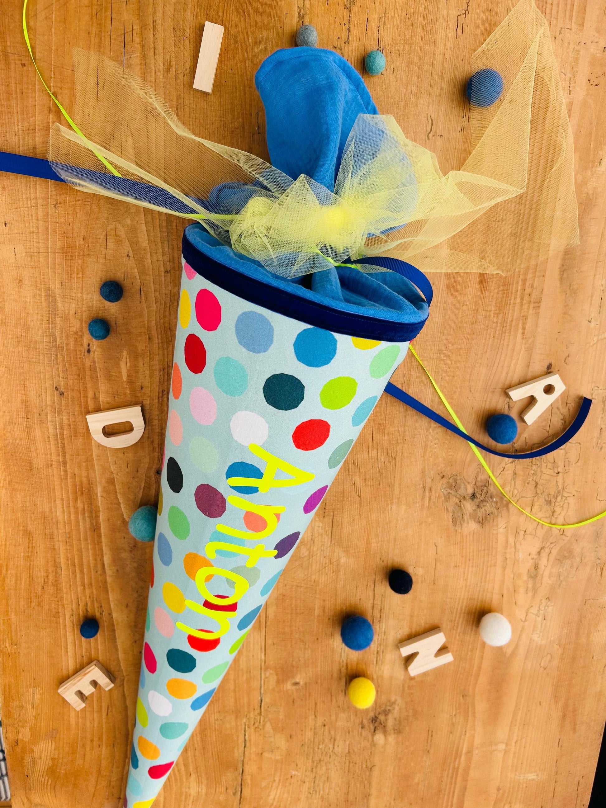 Schultüte Musselin Schultüte Mädchen Schultüte Punkte, Schultüte neon, Schultüte Ergobag, Schultüte Dots, Konfetti, Schultüte personalisiert