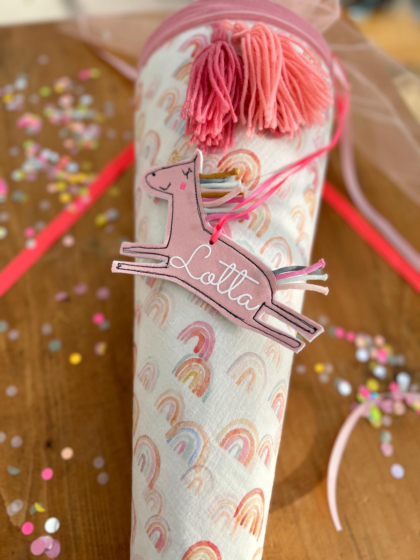 Regenbogen Schultüte Musselin Schultüte Mädchen Schultüte neon, Schultüte Ergobag, Schultüte Einhorn, Konfetti, Schultüte personalisiert