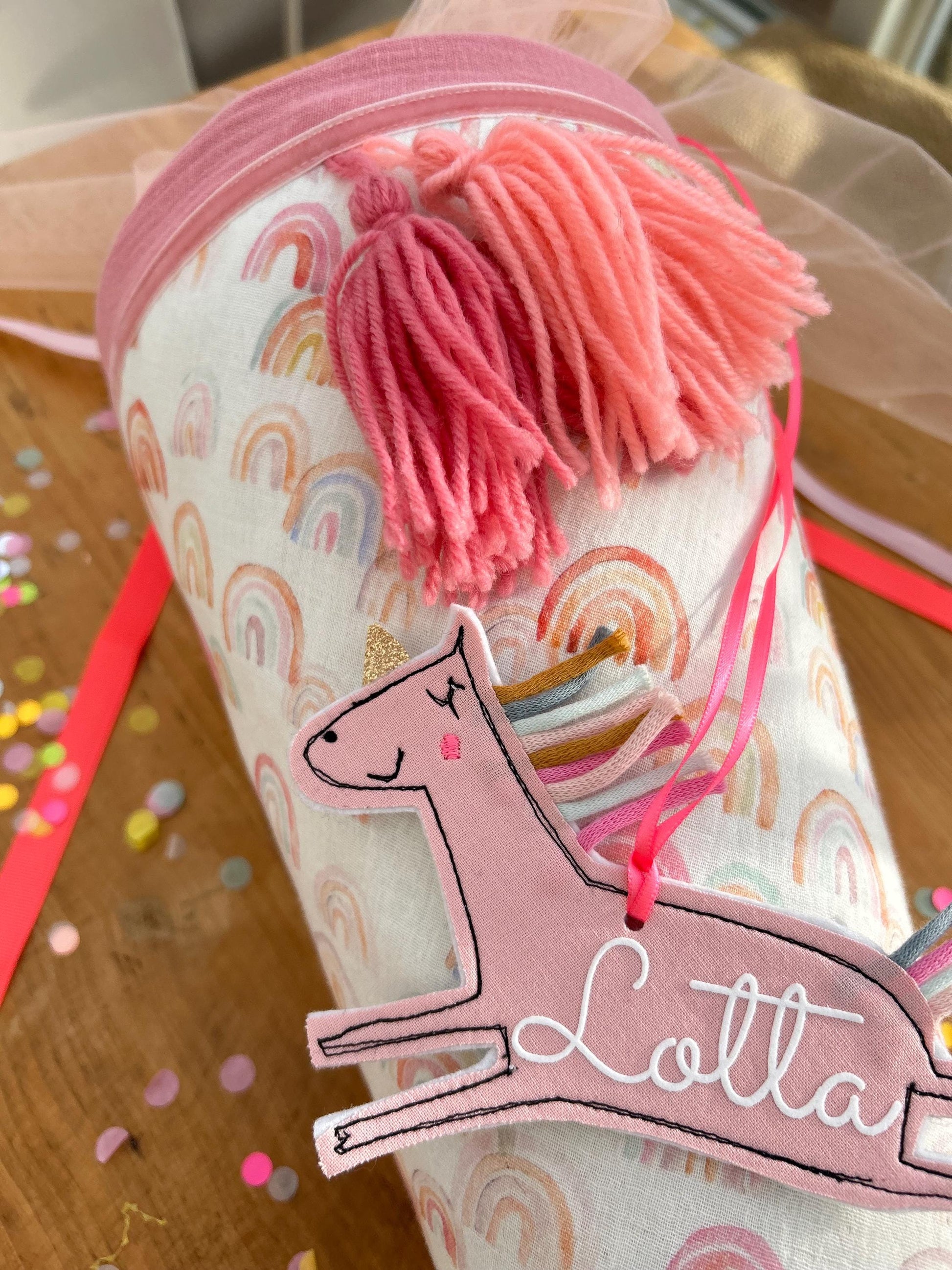 Regenbogen Schultüte Musselin Schultüte Mädchen Schultüte neon, Schultüte Ergobag, Schultüte Einhorn, Konfetti, Schultüte personalisiert