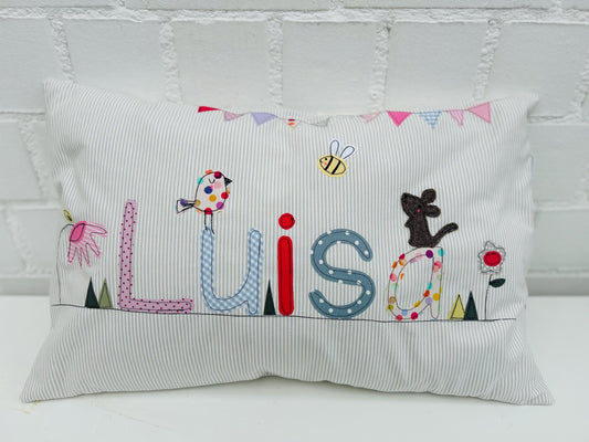 Kissen mit Namen, Kinderkissen personalisiert, Kissen mit Wunschtext, Geschenk zur Geburt, Kuschelkissen mit Namen, Kissen mit Namen, rosa
