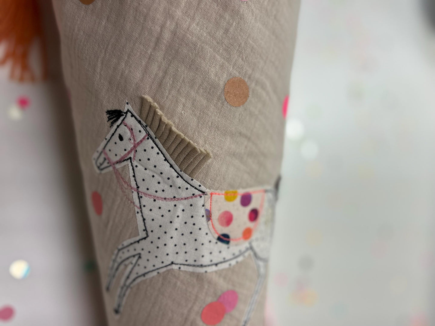 Schultüte Pferd, Pferdeschultüte Mädchen, Schultüte Musselin, Schultüte beige, Schultüte personalisiert, Einschulung, Schulanfang, Pferd