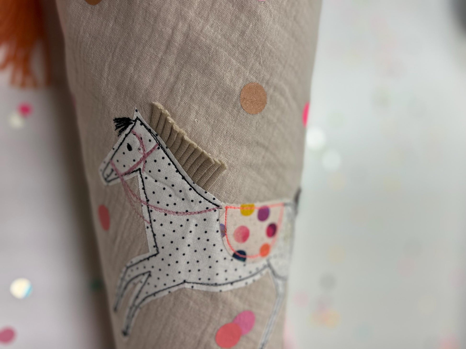 Schultüte Pferd, Pferdeschultüte Mädchen, Schultüte Musselin, Schultüte beige, Schultüte personalisiert, Einschulung, Schulanfang, Pferd