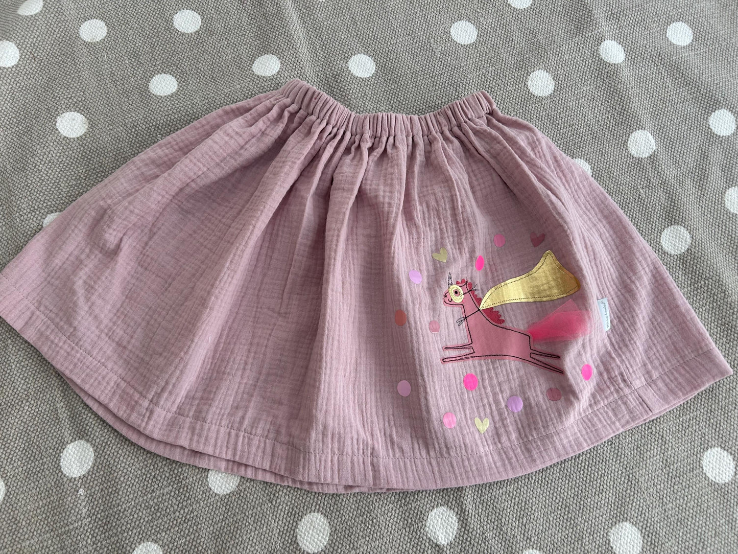 Mädchenrock Musselin, Rock Musselin, Musselinrock,Musselin, Rock Einhorn,Einhornrock, Konfetti,Glitzerrock,Musselin rosa, altrosa