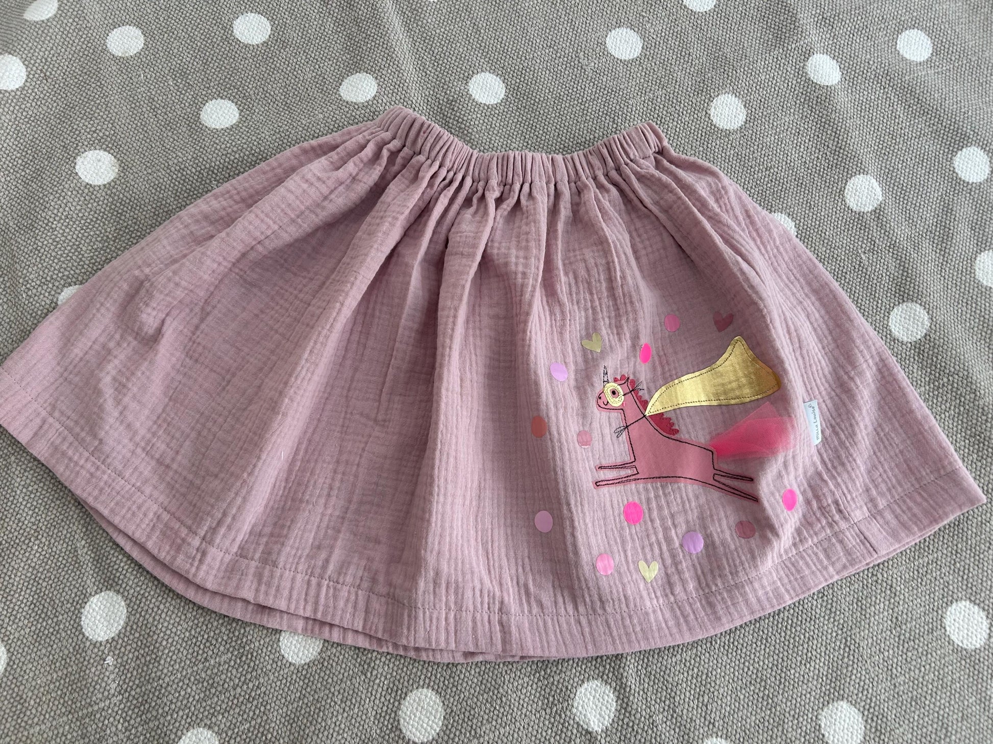 Mädchenrock Musselin, Rock Musselin, Musselinrock,Musselin, Rock Einhorn,Einhornrock, Konfetti,Glitzerrock,Musselin rosa, altrosa