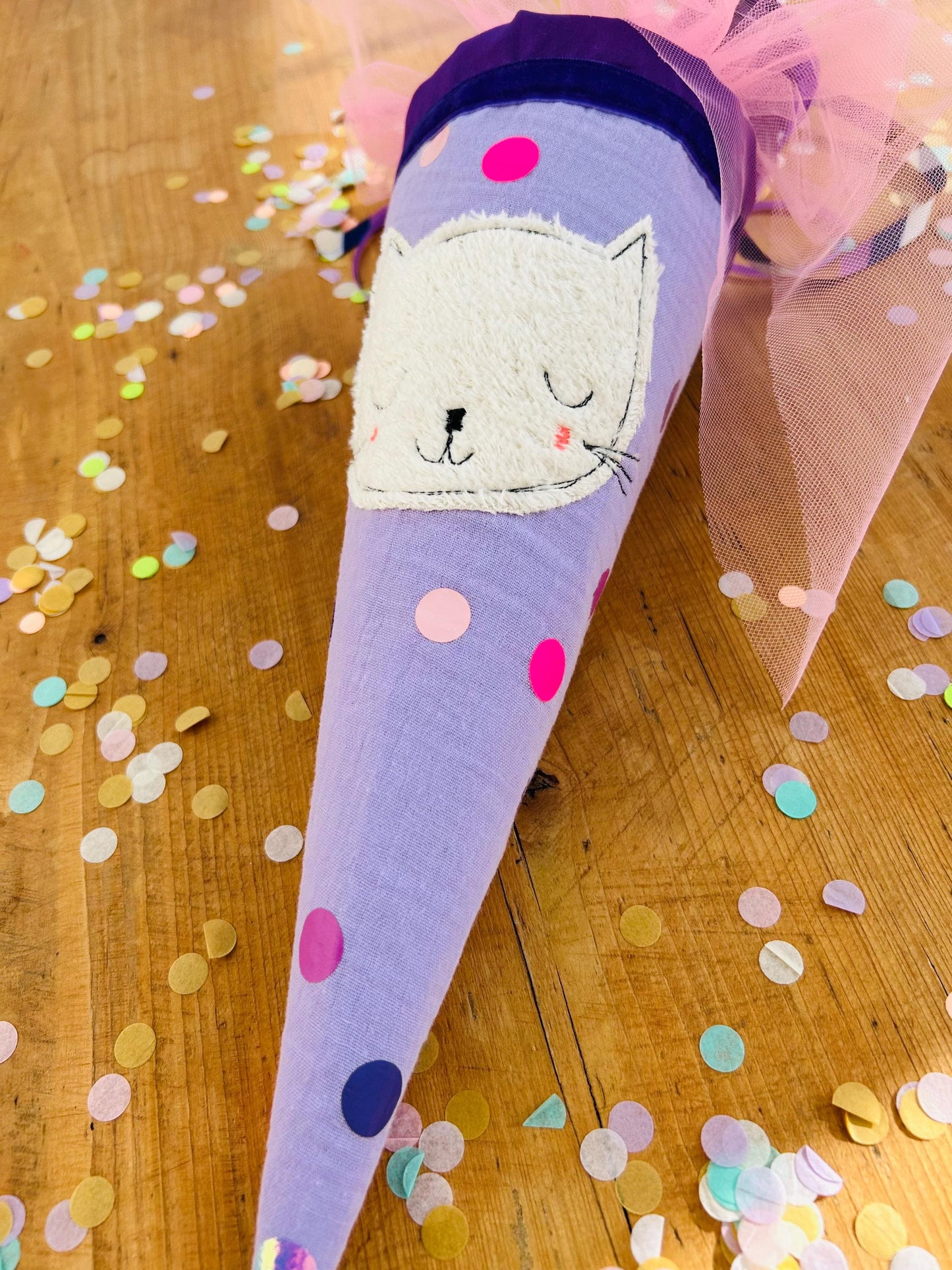 Schultüte Katze, Geschwisterschultüte Katze, Zuckertüte Trosttüte Schulanfang Einschulung, Kita Start, Schultüte personalisiert, neon