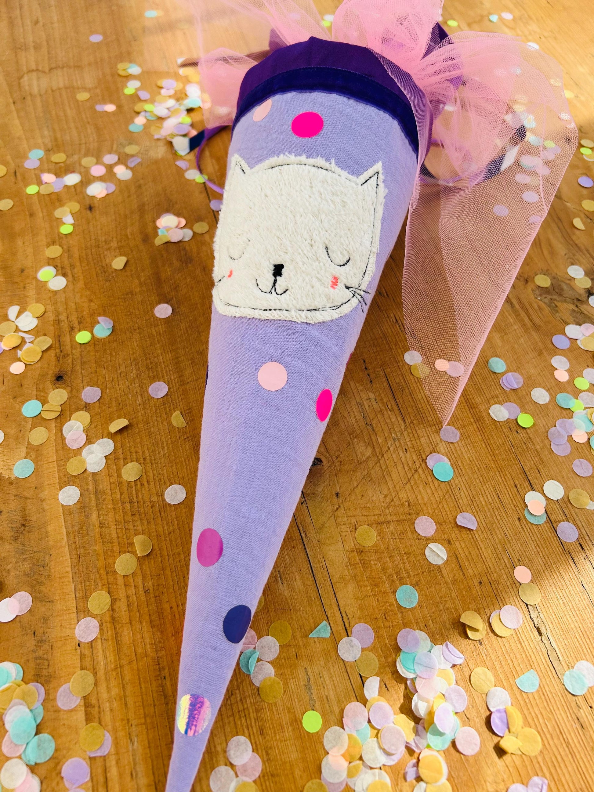 Schultüte Katze, Geschwisterschultüte Katze, Zuckertüte Trosttüte Schulanfang Einschulung, Kita Start, Schultüte personalisiert, neon