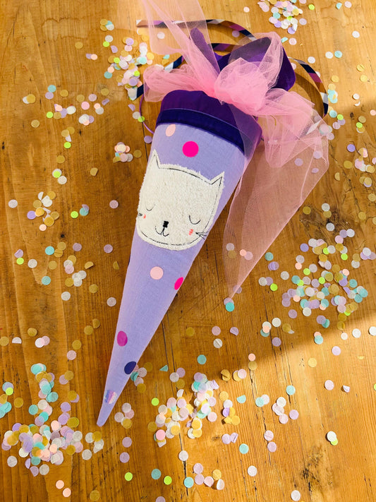 Schultüte Katze, Geschwisterschultüte Katze, Zuckertüte Trosttüte Schulanfang Einschulung, Kita Start, Schultüte personalisiert, neon