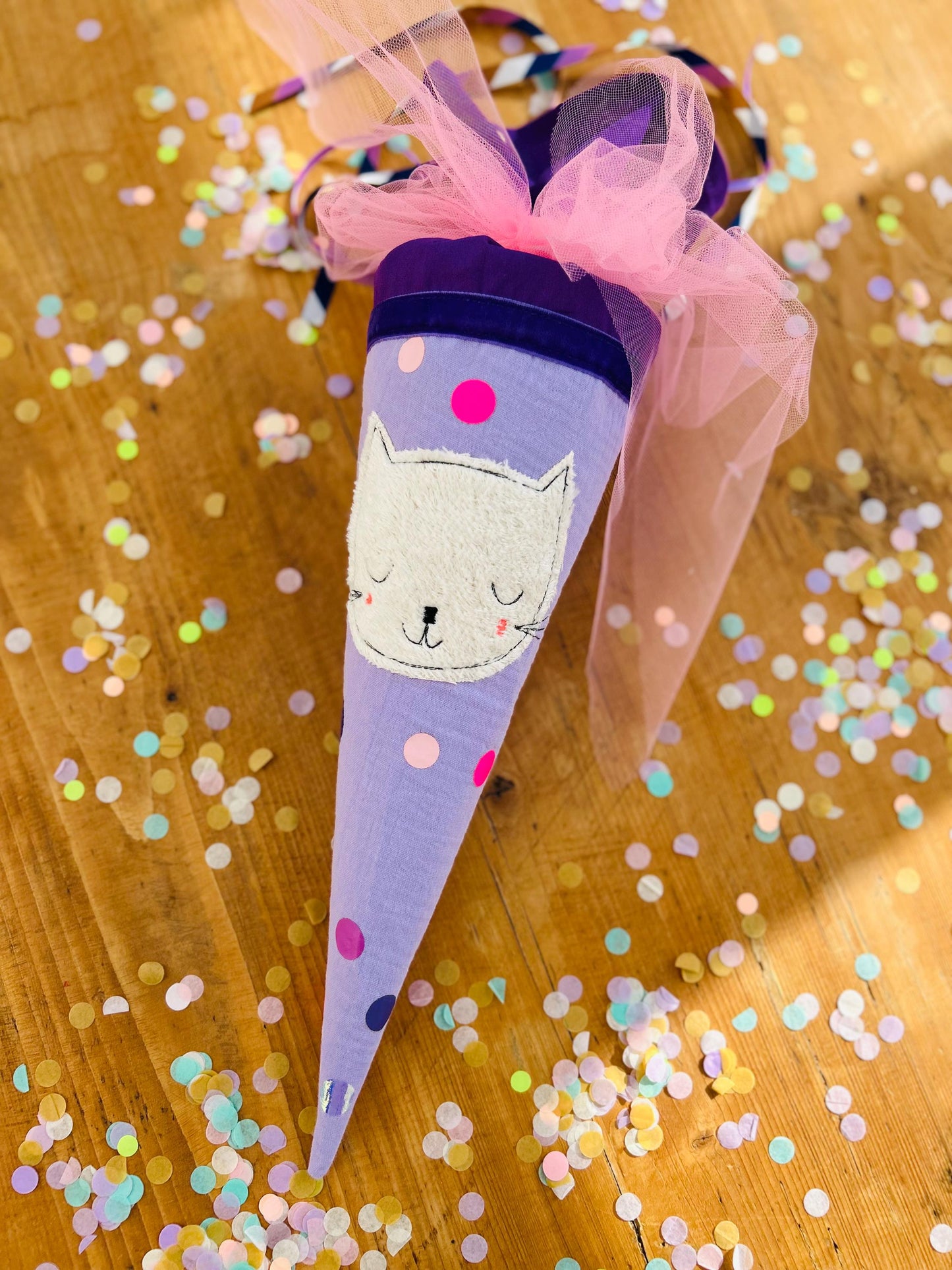 Schultüte Katze, Geschwisterschultüte Katze, Zuckertüte Trosttüte Schulanfang Einschulung, Kita Start, Schultüte personalisiert, neon