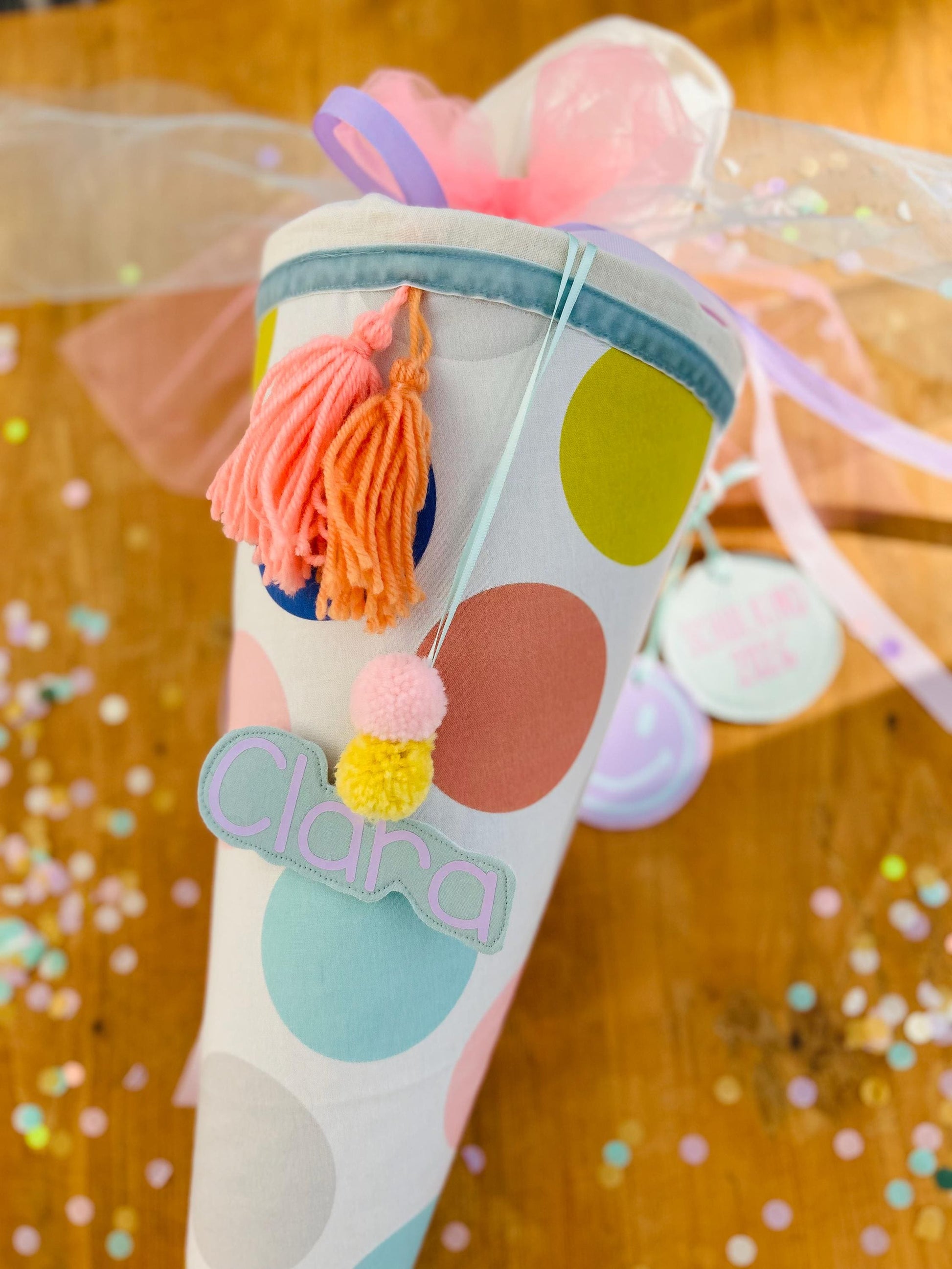 Schultüte Musselin Schultüte Mädchen Schultüte Punkte, Schultüte Tüll, Schultüte Ergobag, Schultüte Dots, Konfetti, Schultüte personalisiert