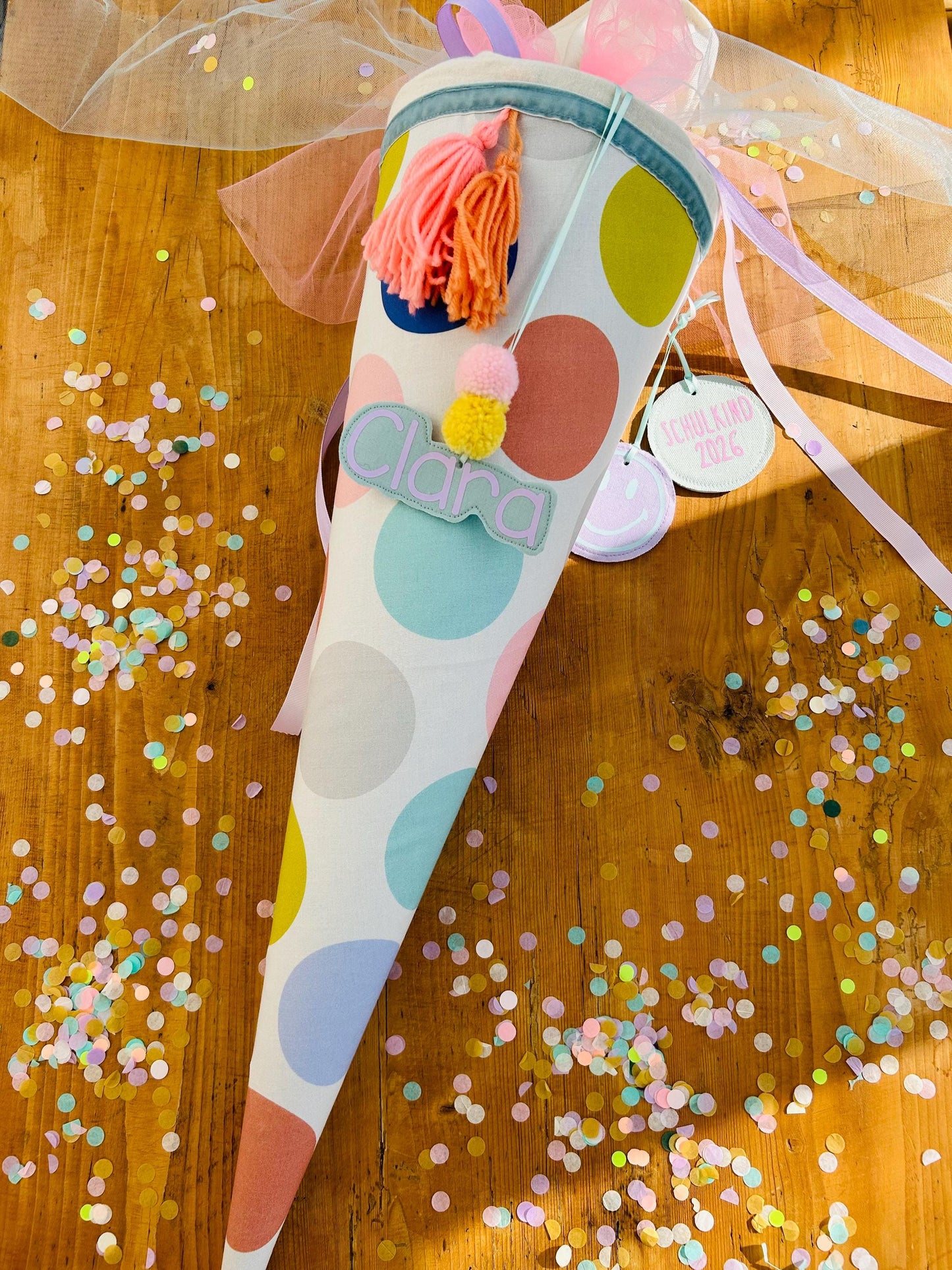 Schultüte Musselin Schultüte Mädchen Schultüte Punkte, Schultüte Tüll, Schultüte Ergobag, Schultüte Dots, Konfetti, Schultüte personalisiert
