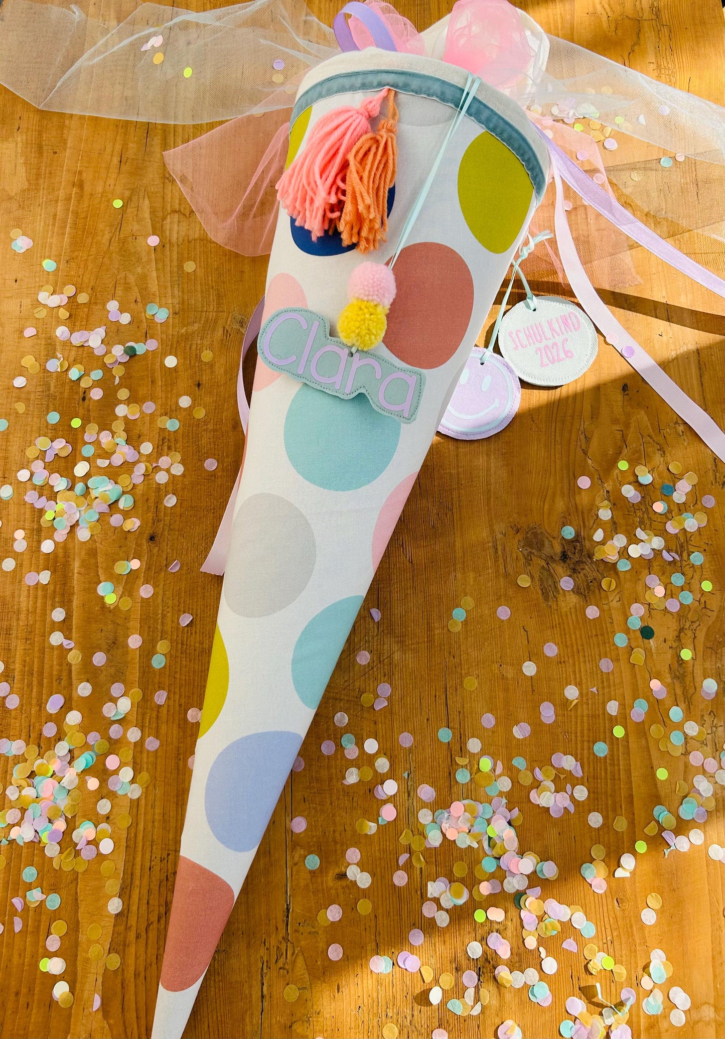 Schultüte Musselin Schultüte Mädchen Schultüte Punkte, Schultüte Tüll, Schultüte Ergobag, Schultüte Dots, Konfetti, Schultüte personalisiert