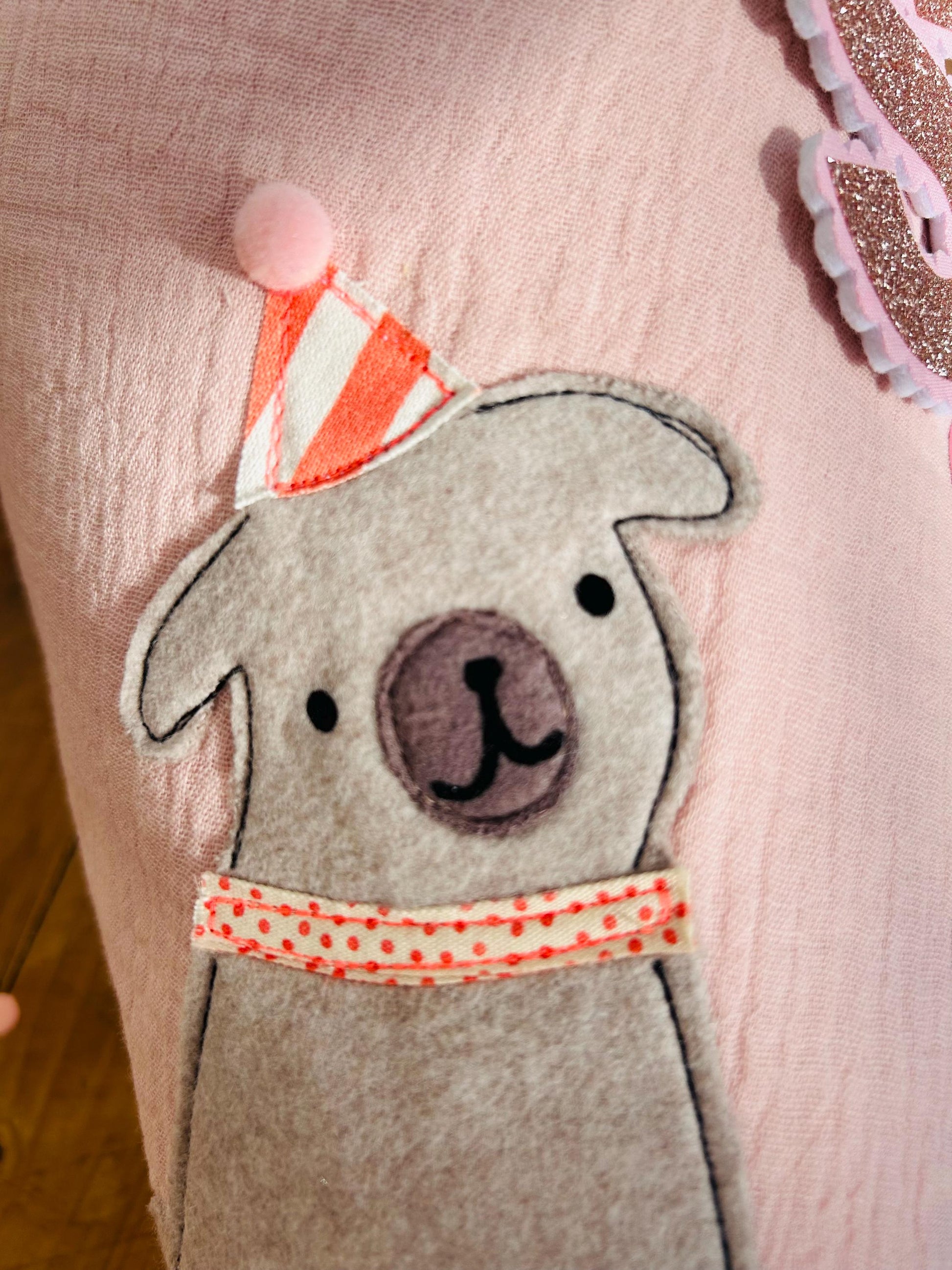Schultüte Hund, Hundeschultüte Mädchen, Schultüte Musselin, Schultüte beige, Schultüte personalisiert, Einschulung, Schulanfang, Mops