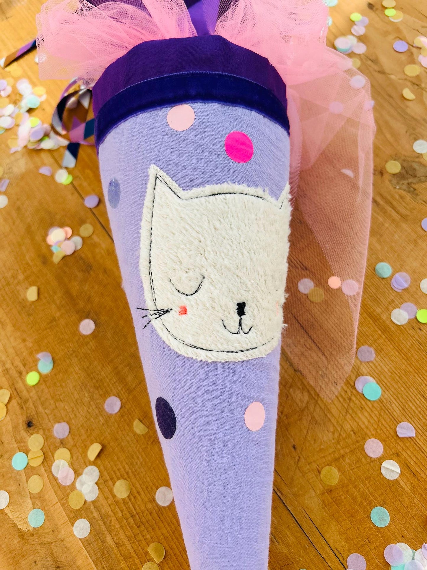 Schultüte Katze, Geschwisterschultüte Katze, Zuckertüte Trosttüte Schulanfang Einschulung, Kita Start, Schultüte personalisiert, neon