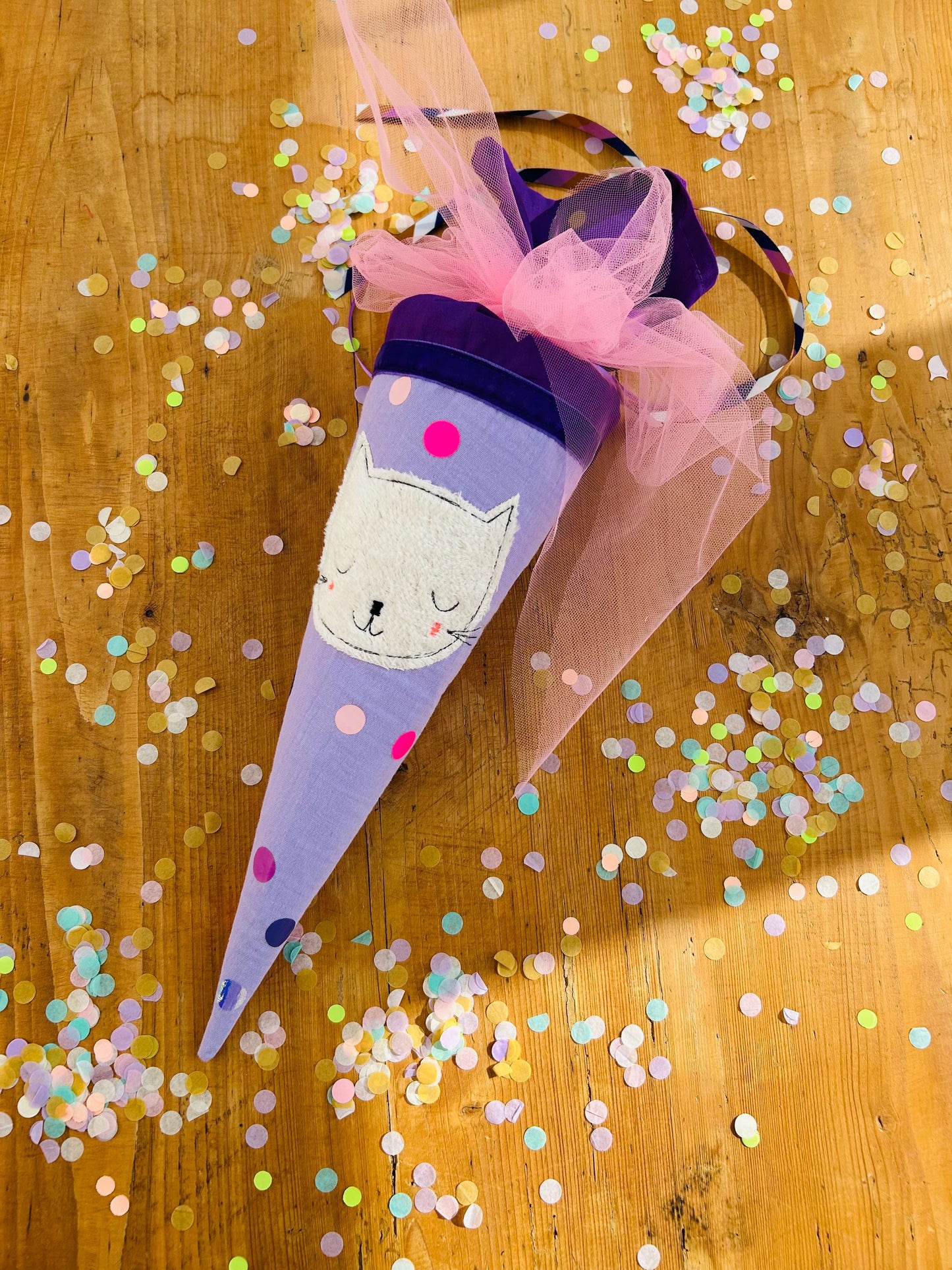 Schultüte Katze, Geschwisterschultüte Katze, Zuckertüte Trosttüte Schulanfang Einschulung, Kita Start, Schultüte personalisiert, neon
