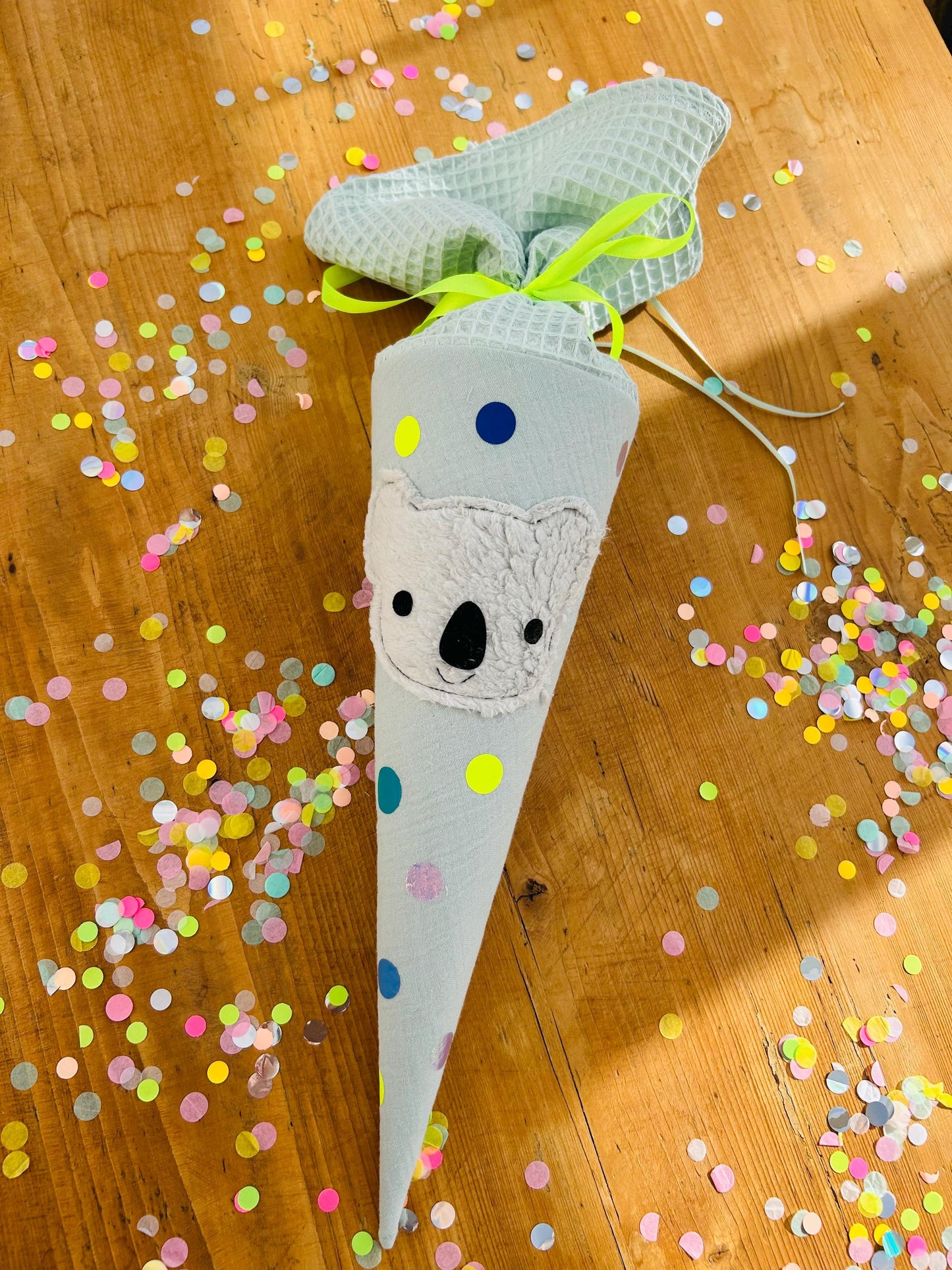 Schultüte Koala, Geschwisterschultüte Koala, Zuckertüte Trosttüte Schulanfang Einschulung, Kita Start, Schultüte personalisiert, neon, mint