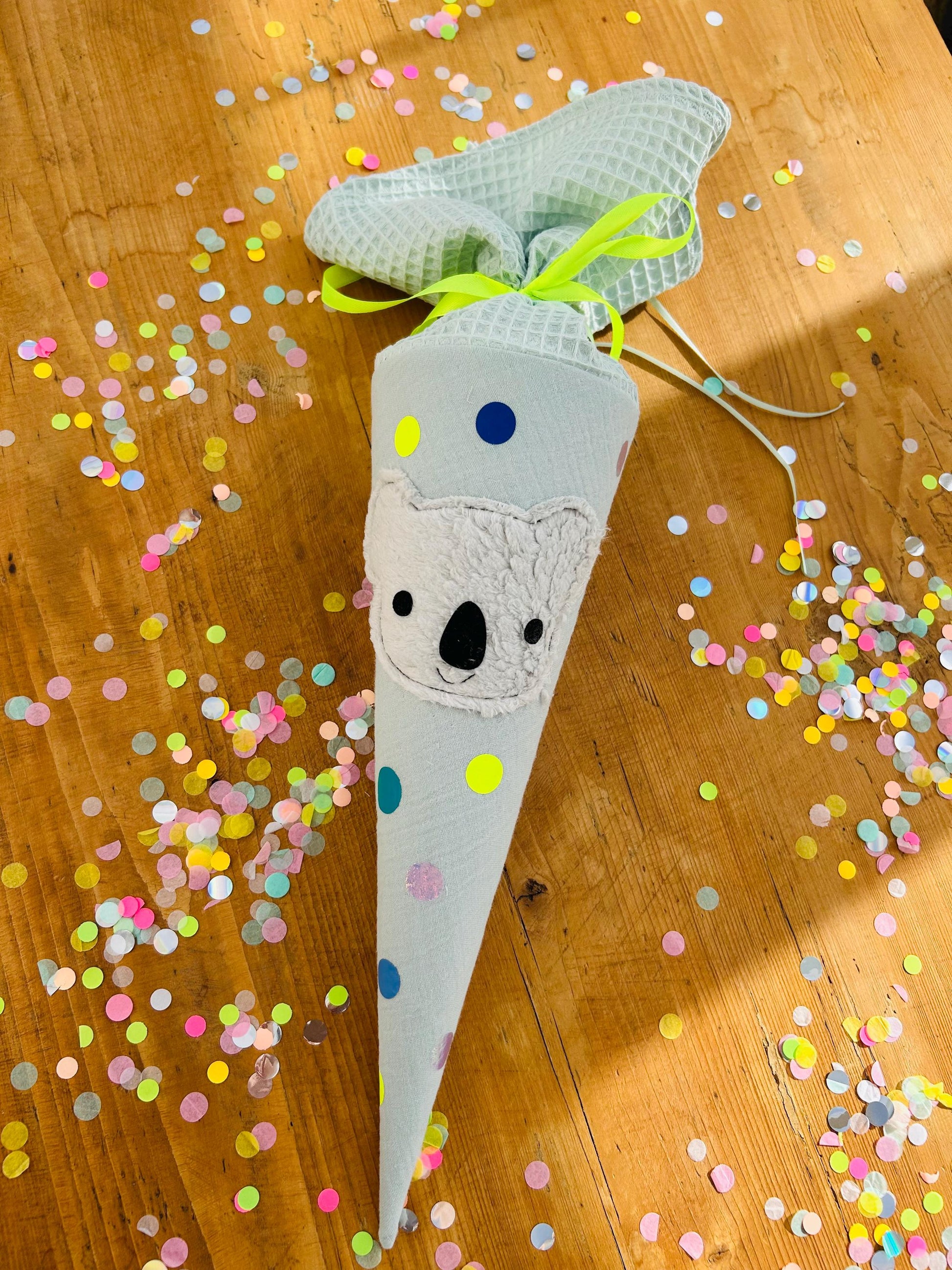 Schultüte Koala, Geschwisterschultüte Koala, Zuckertüte Trosttüte Schulanfang Einschulung, Kita Start, Schultüte personalisiert, neon, mint