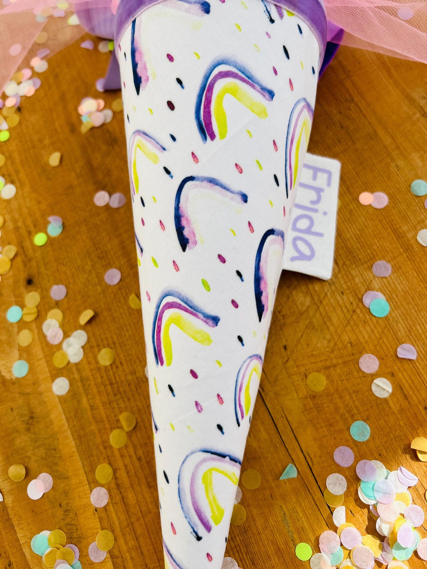 Schultüte Regenbogen, Geschwisterschultüte, Zuckertüte, Trosttüte Schulanfang Einschulung, Kita Start, Schultüte personalisiert, neon