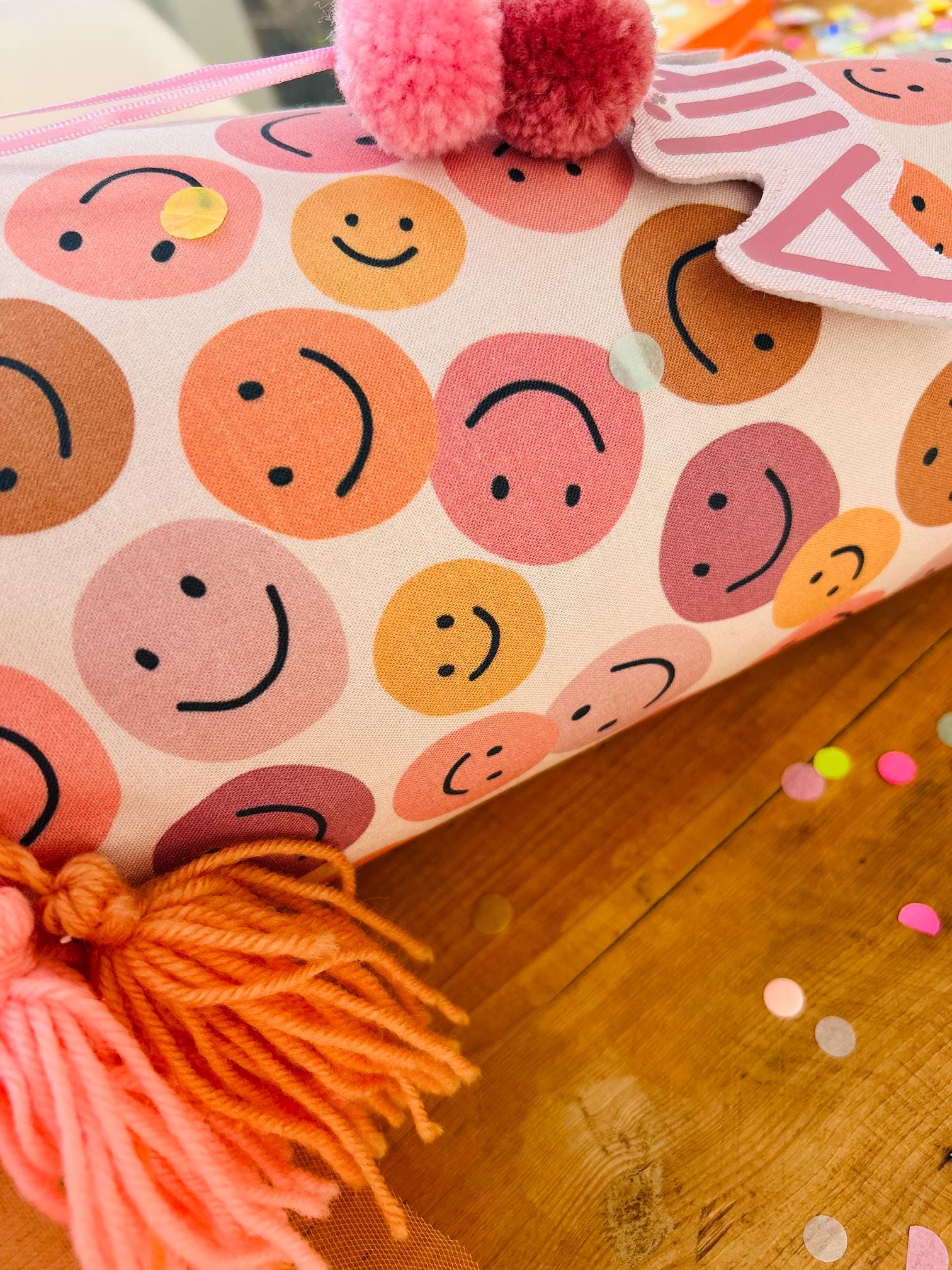 Smiley Schultüte Musselin Schultüte Mädchen Schultüte Smileys, Schultüte Tüll, Schultüte Ergobag, Konfetti, Schultüte personalisiert