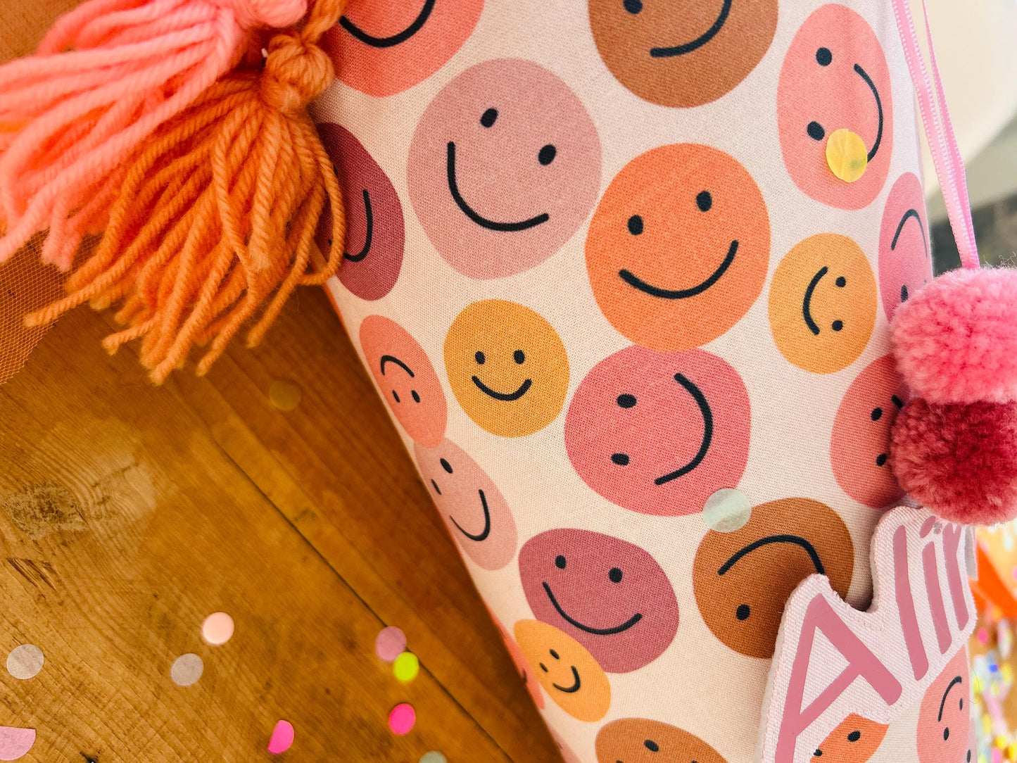 Smiley Schultüte Musselin Schultüte Mädchen Schultüte Smileys, Schultüte Tüll, Schultüte Ergobag, Konfetti, Schultüte personalisiert